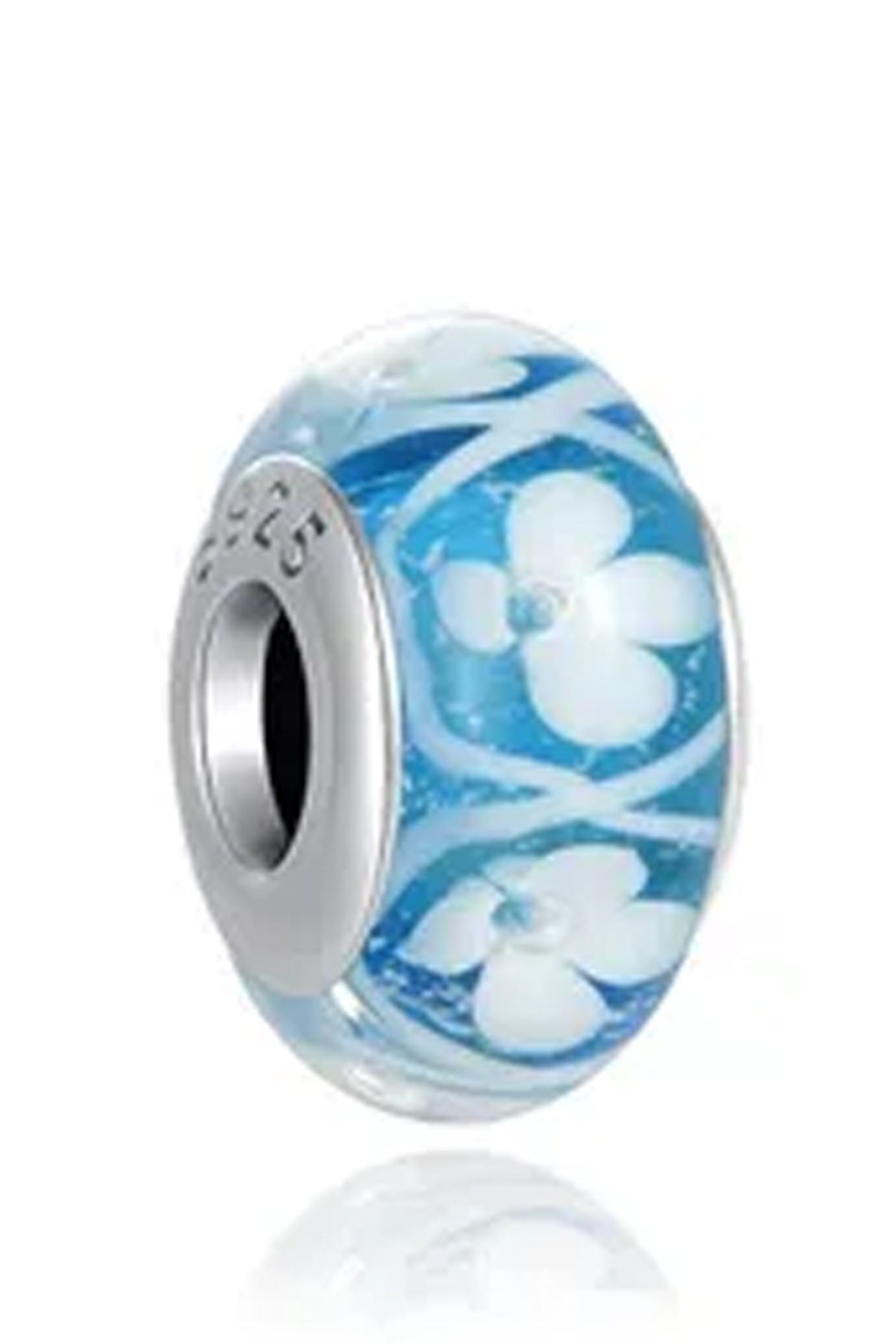 Mavi Çiçekli Murano Charm