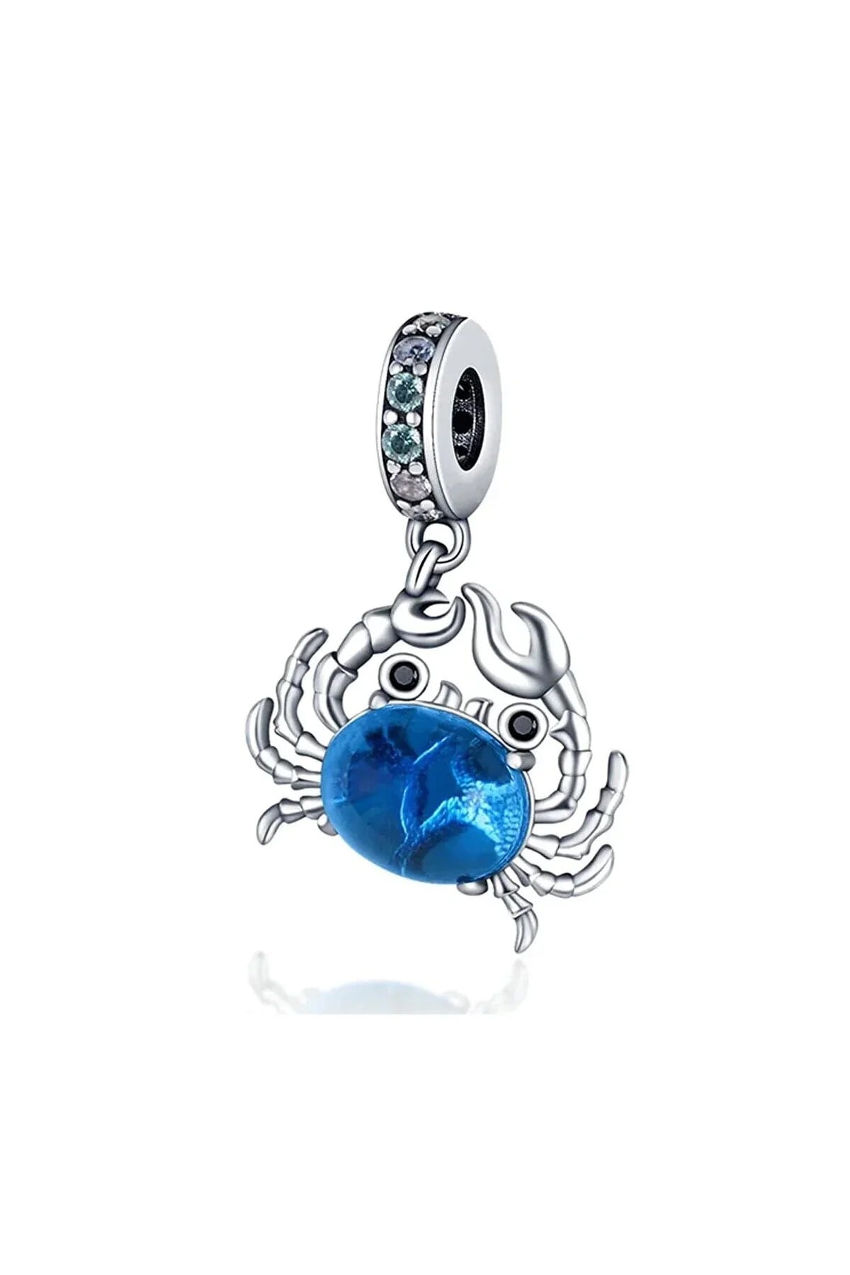 Mavi Taşlı Yengeç Sallantılı Charm