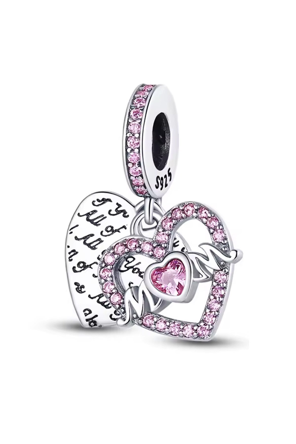 Mom ve Kalp Sallantılı 925 Ayar Gümüş Charm