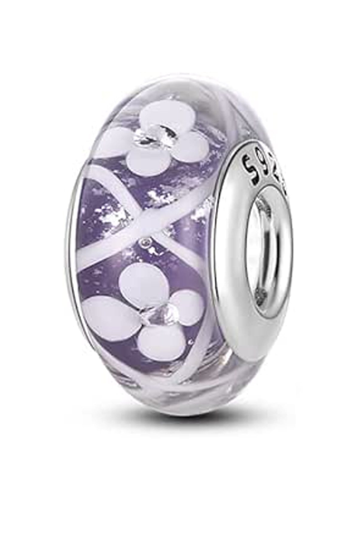 Mor Çiçekler Murano Charm