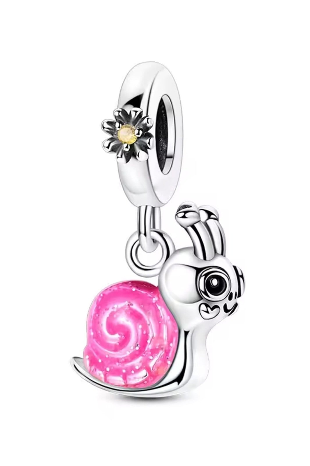 Sevimli Pembe Salyangoz Sallantılı Charm