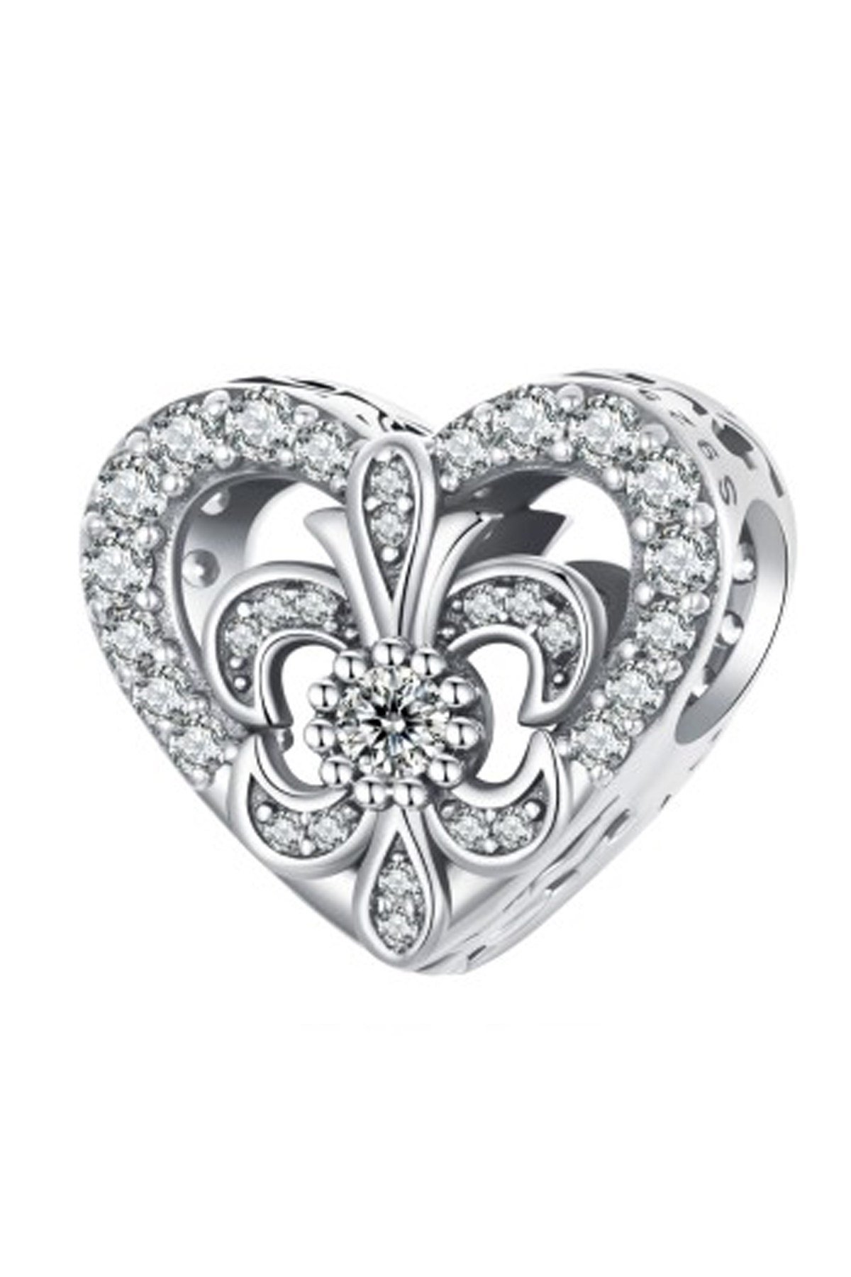 Süslü Taşlı Kalp Charm