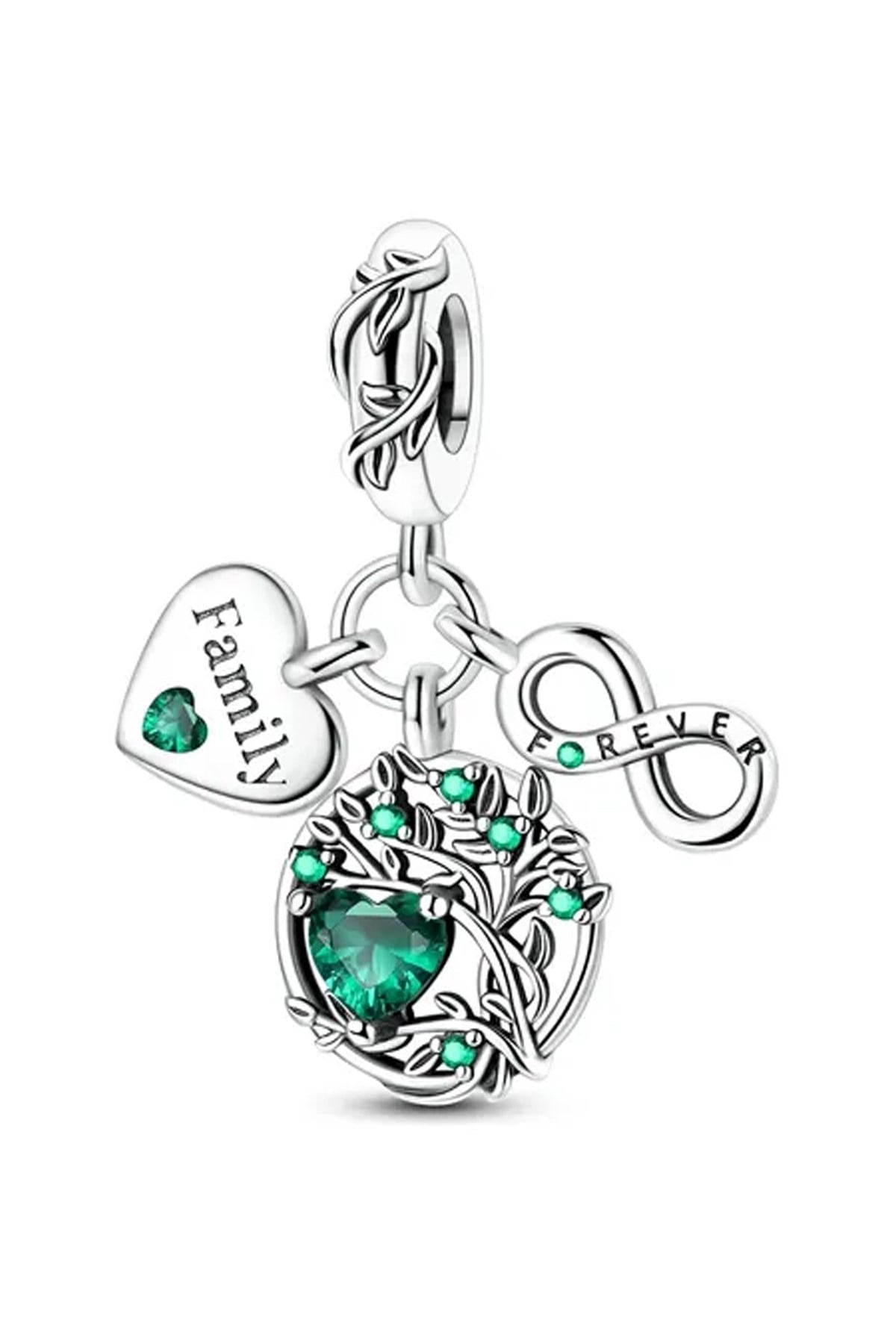 Yeşil Daima Aile Ağacı Sallantılı Charm