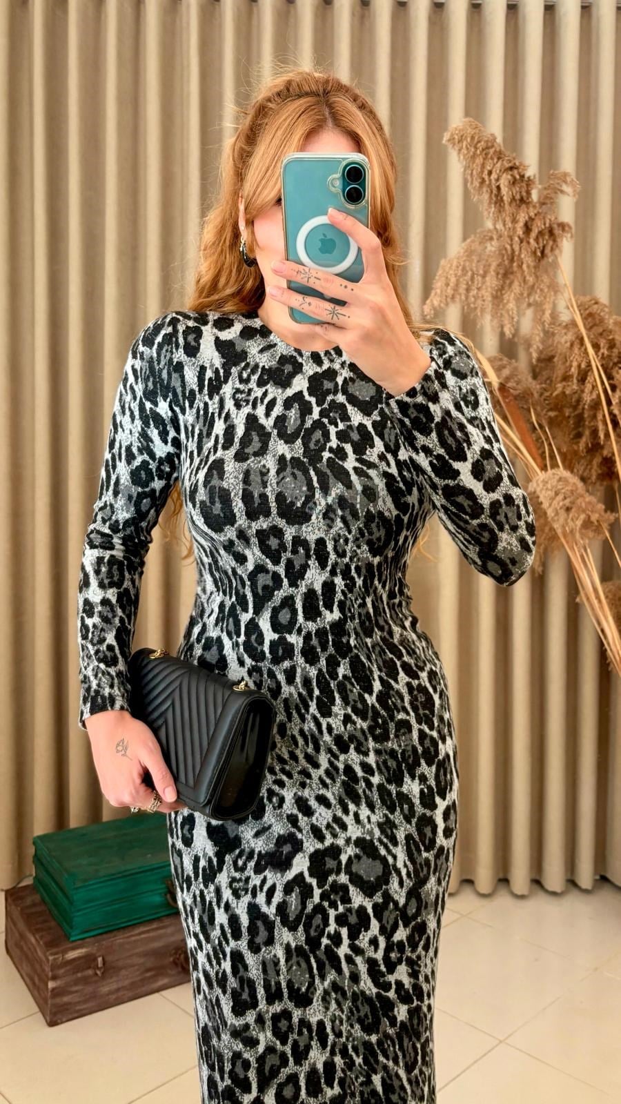 Siyah Leopar Elbise