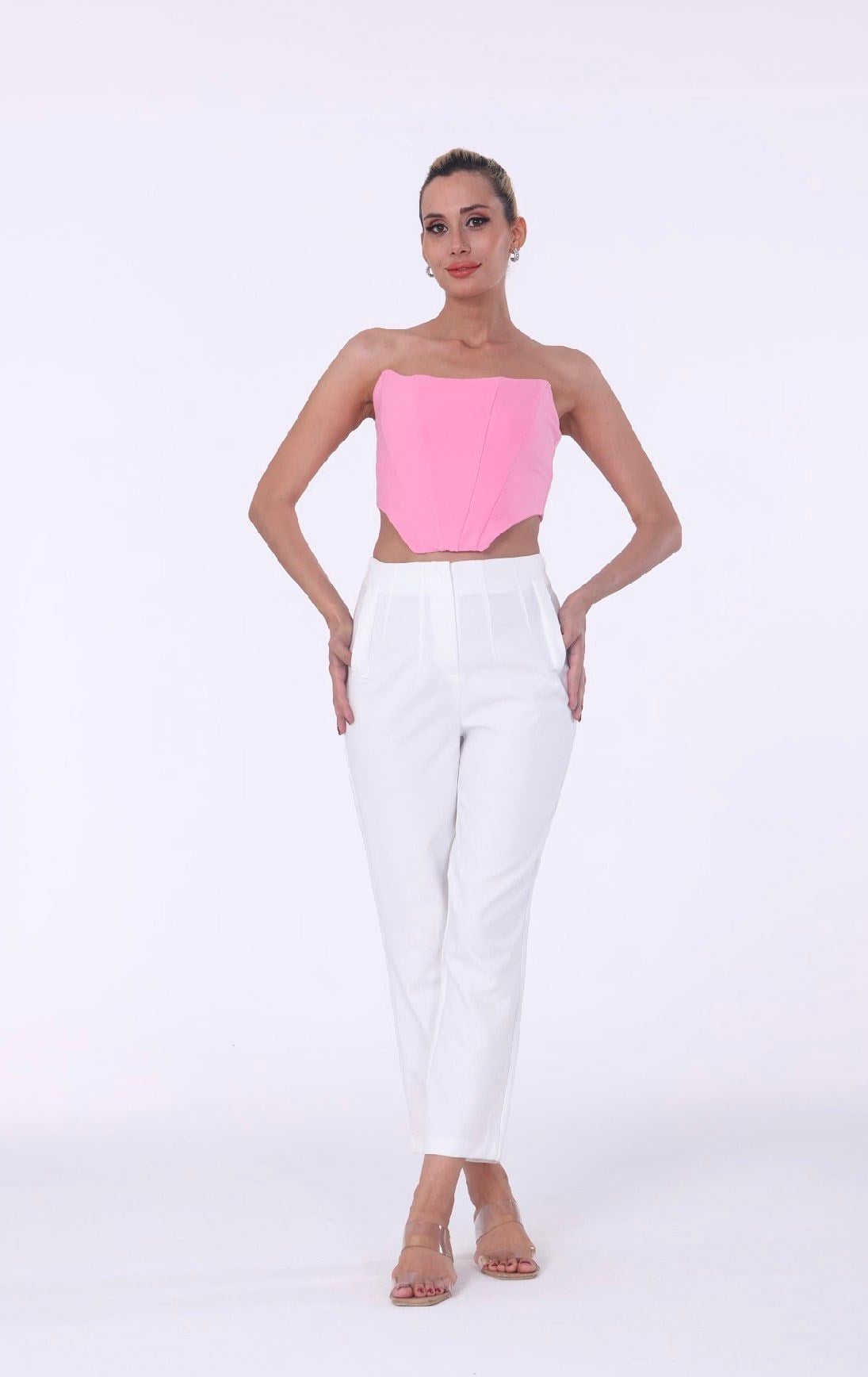 Fermuarlı Pembe - Crop