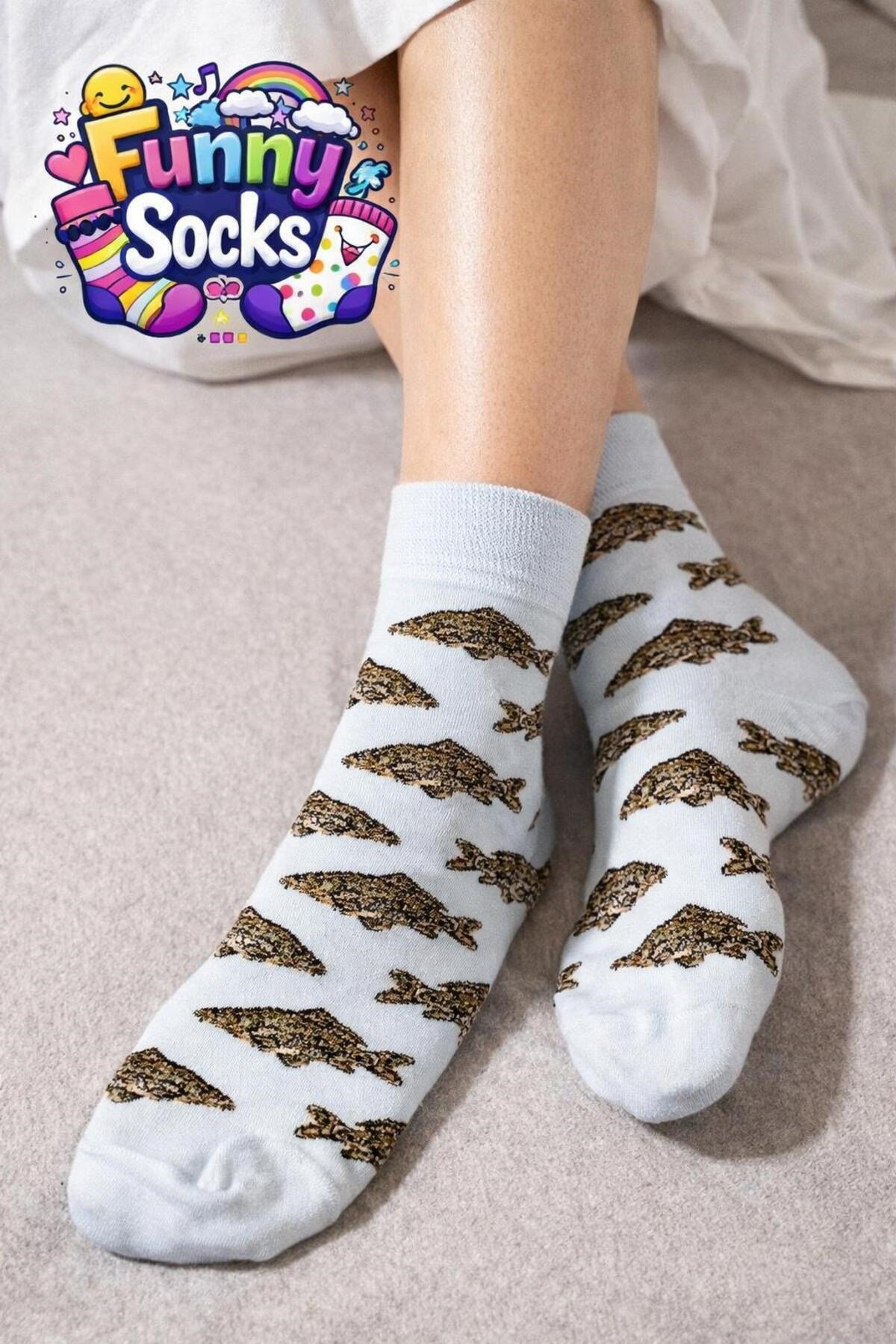 Funny Socks Desenli Kadın Çorap – Yumuşak Dokulu & Günlük Kullanım