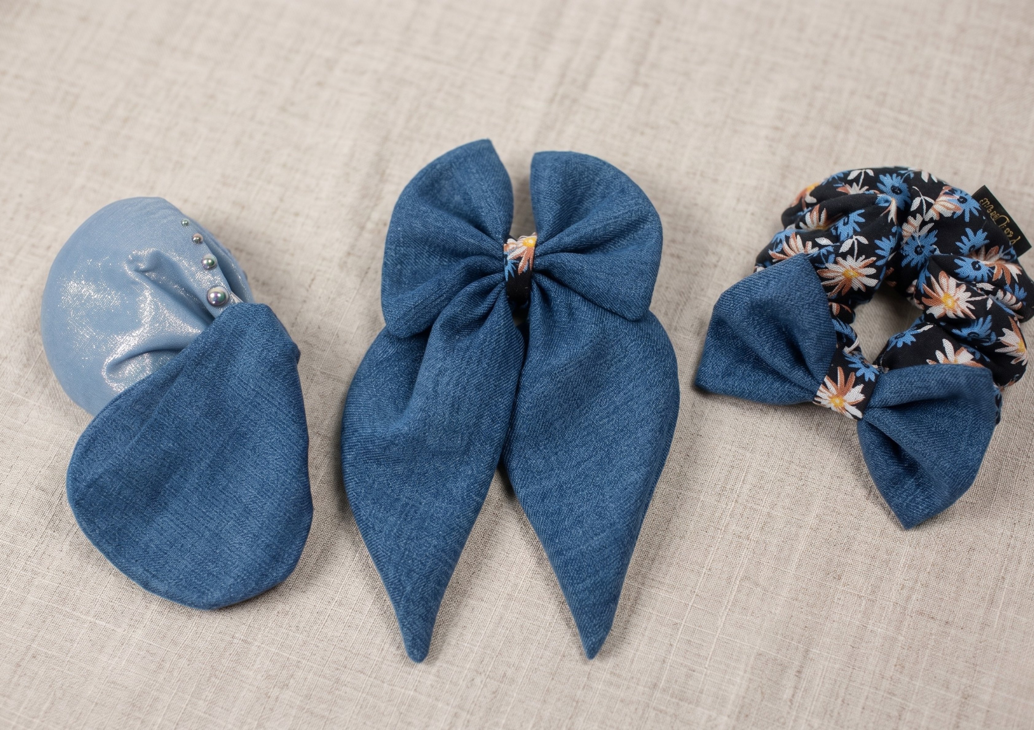 Linen Breeze: 3'lü Keten Toka Seti | Per Capelli® - Mavi