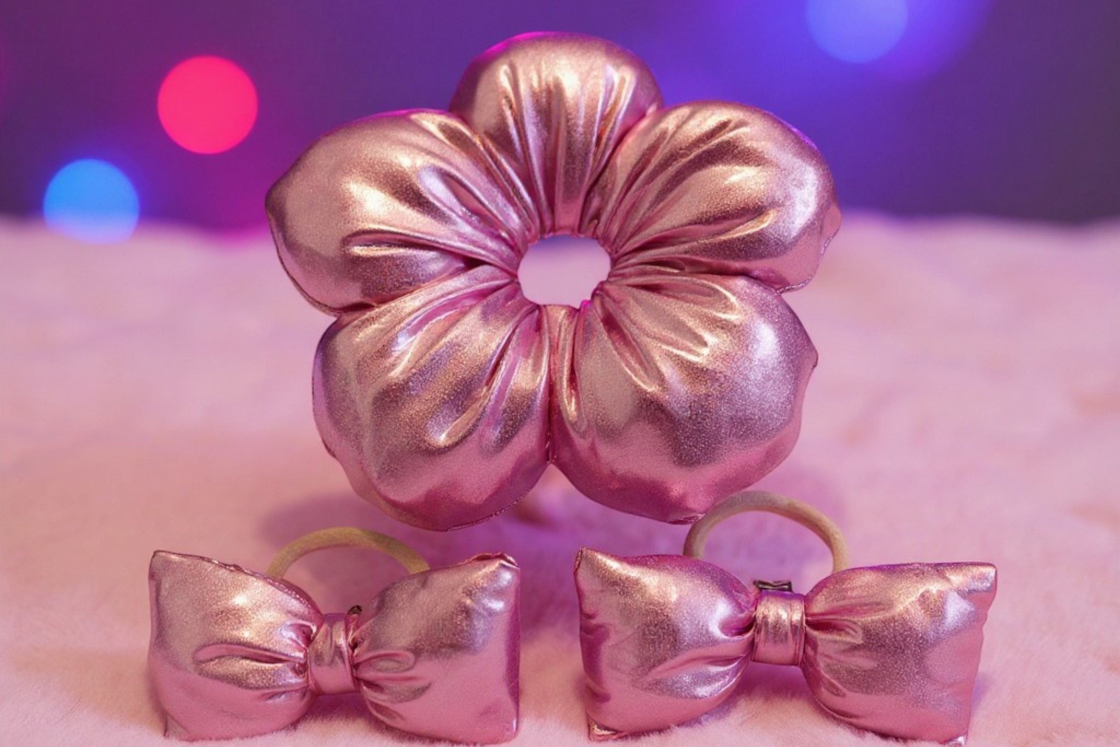 Puffy Shine: Metalik Dokulu Lüks Tasarım Toka Seti | Per Capelli® - Pembe