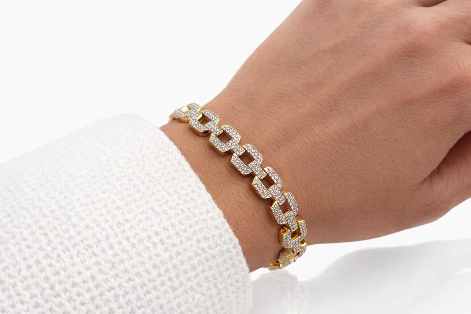 Muben Royale Chain Zirkon Taşlı Kadın Bileklik 14 K