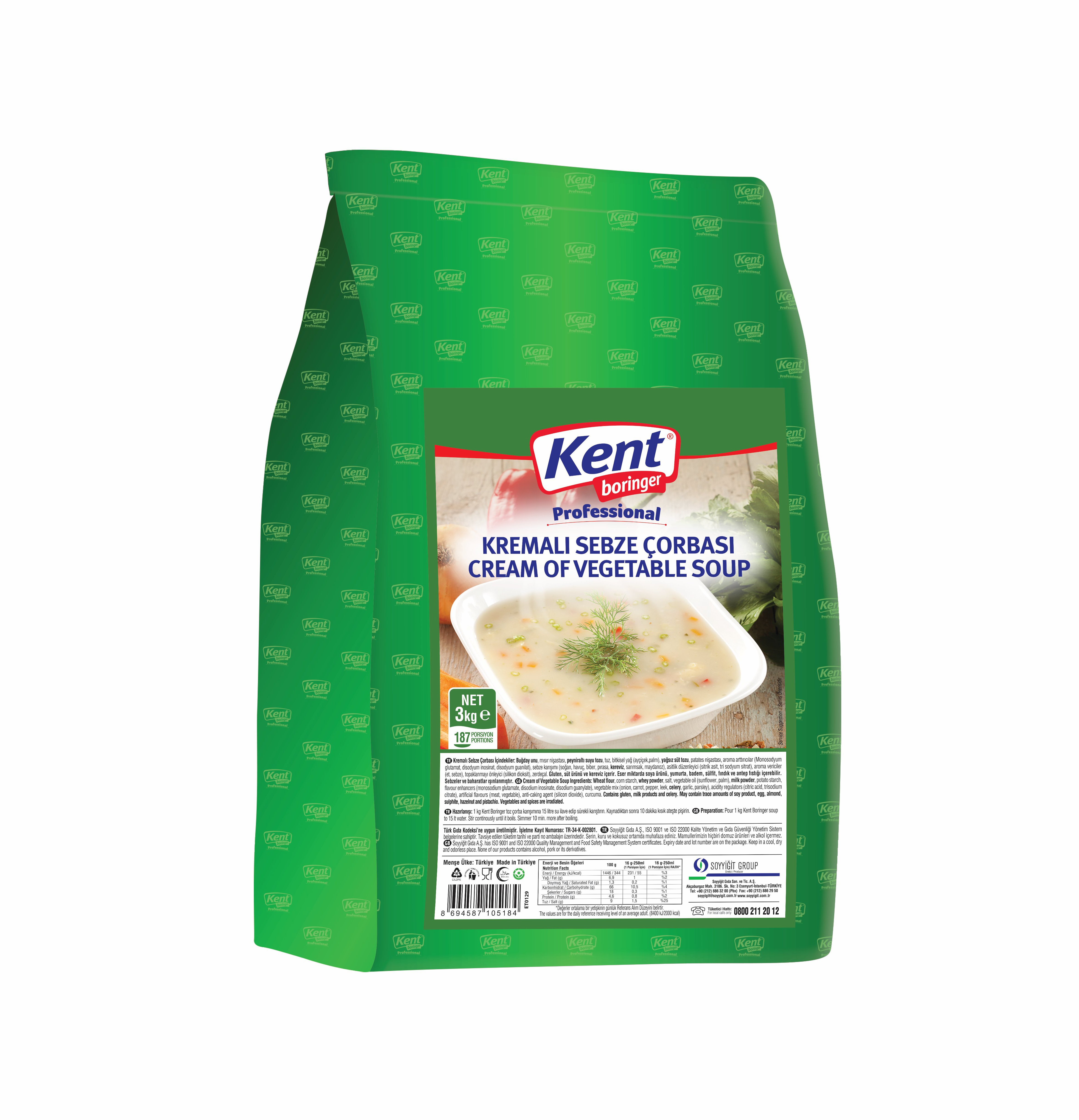 KENT KREMALI SEBZE ÇORBASI 3 KG*4 ADET - KENT - EDT1253 - EDT İstanbul