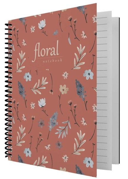 DİLMAN DEFTER FLORAL SPİRALLİ SERT KAPAK 16x22 80 YP ÇİZGİLİ 6406
