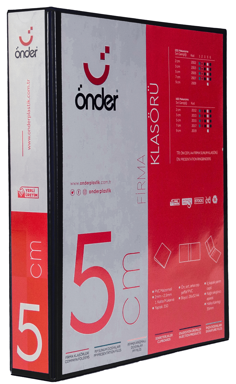 ÖNDER HALKALI DOSYA A3 DİKEY 4 HALKA 5 CM SİYAH 2022-3