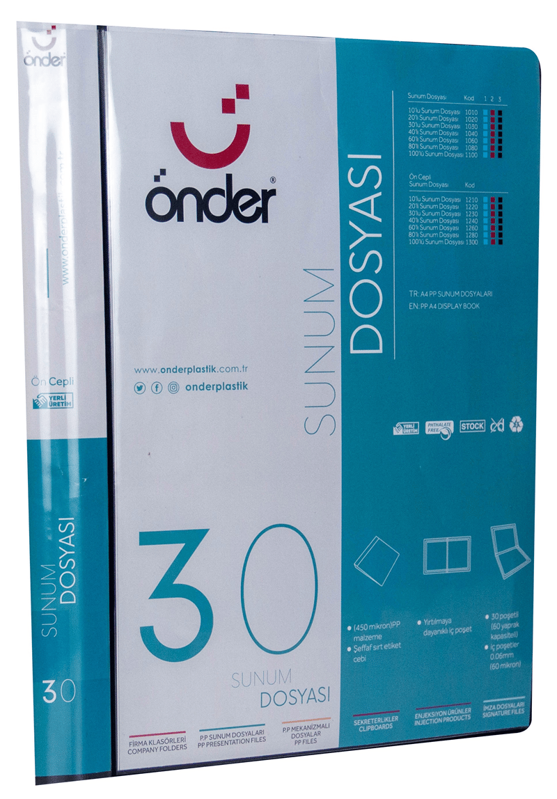 ÖNDER SUNUM DOSYASI PP A4 ÖNCEPLİ 30 LU SİYAH 1230-3