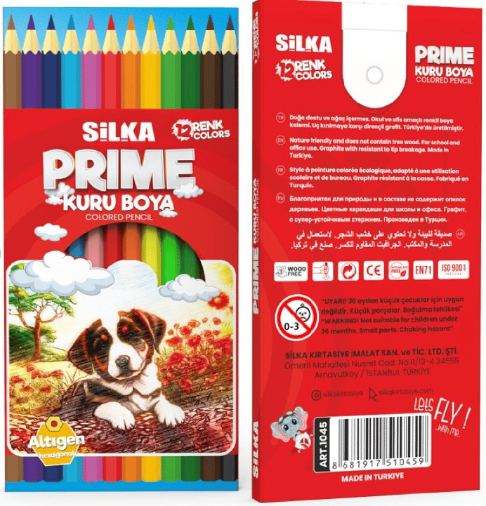 SİLKA KURU BOYA PRIME 12 RENK TAM BOY ART.1045
