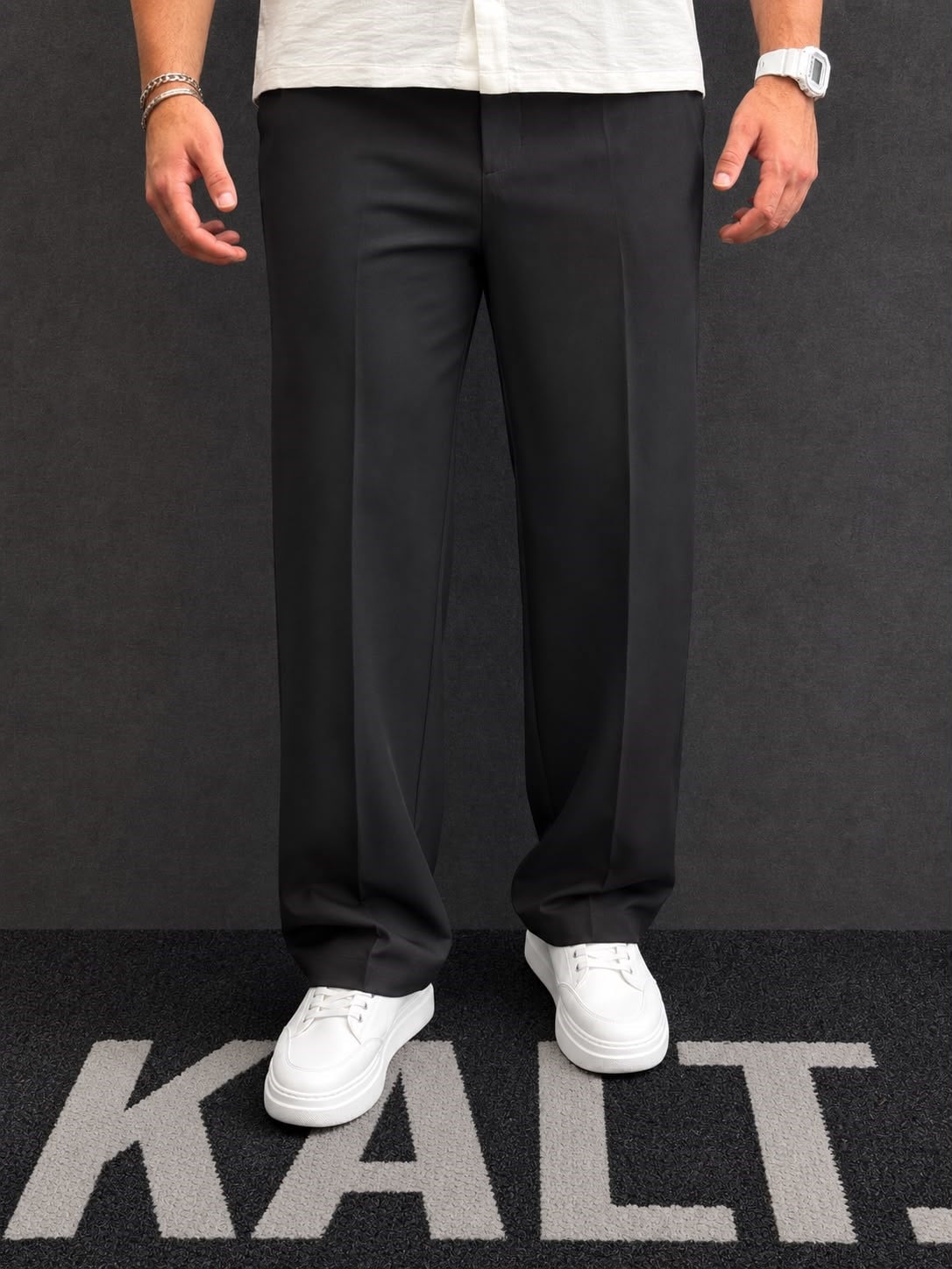Baggy Siyah Keten Pantolon
