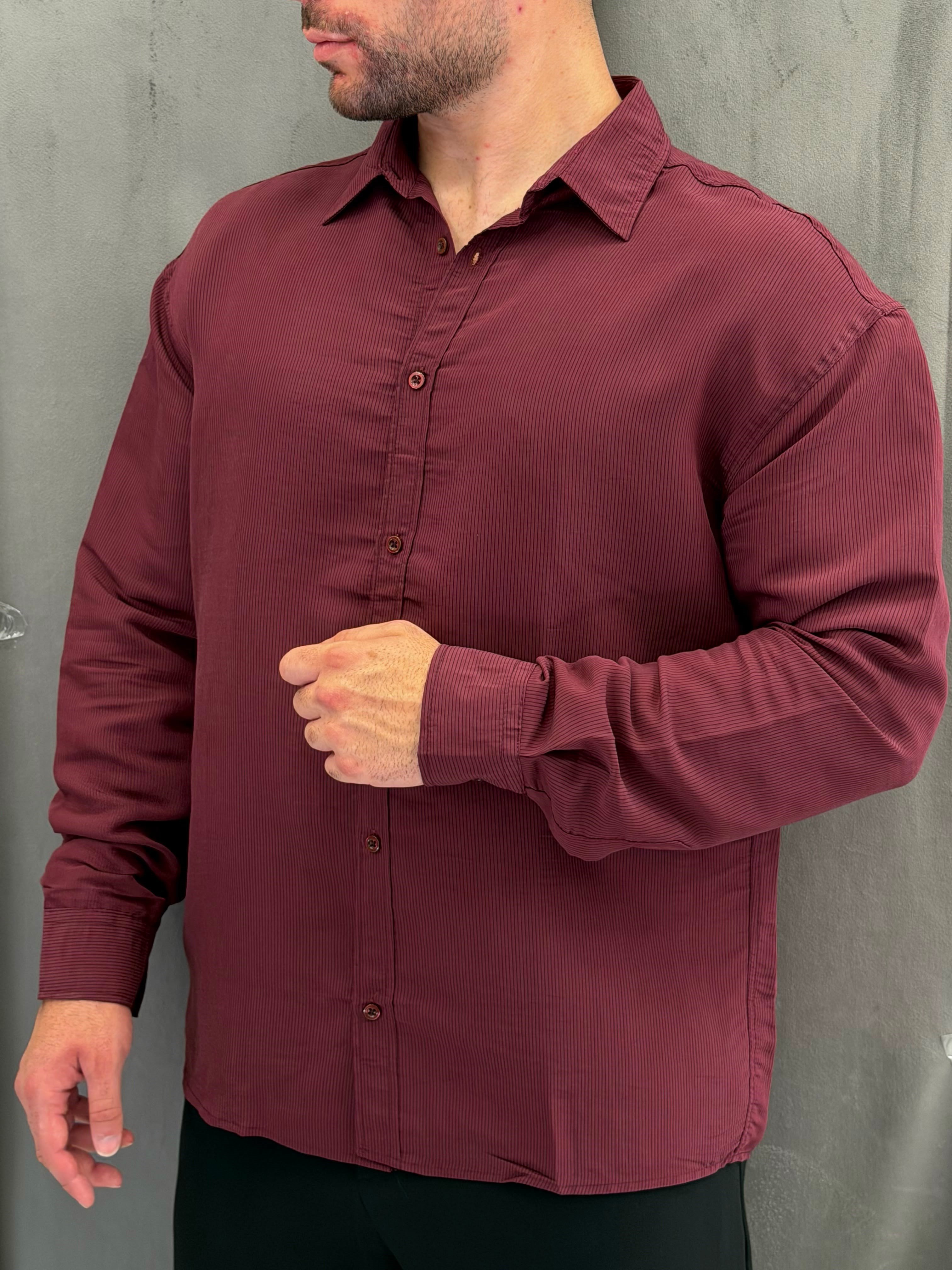 Oversize Modal Bordo Gömlek