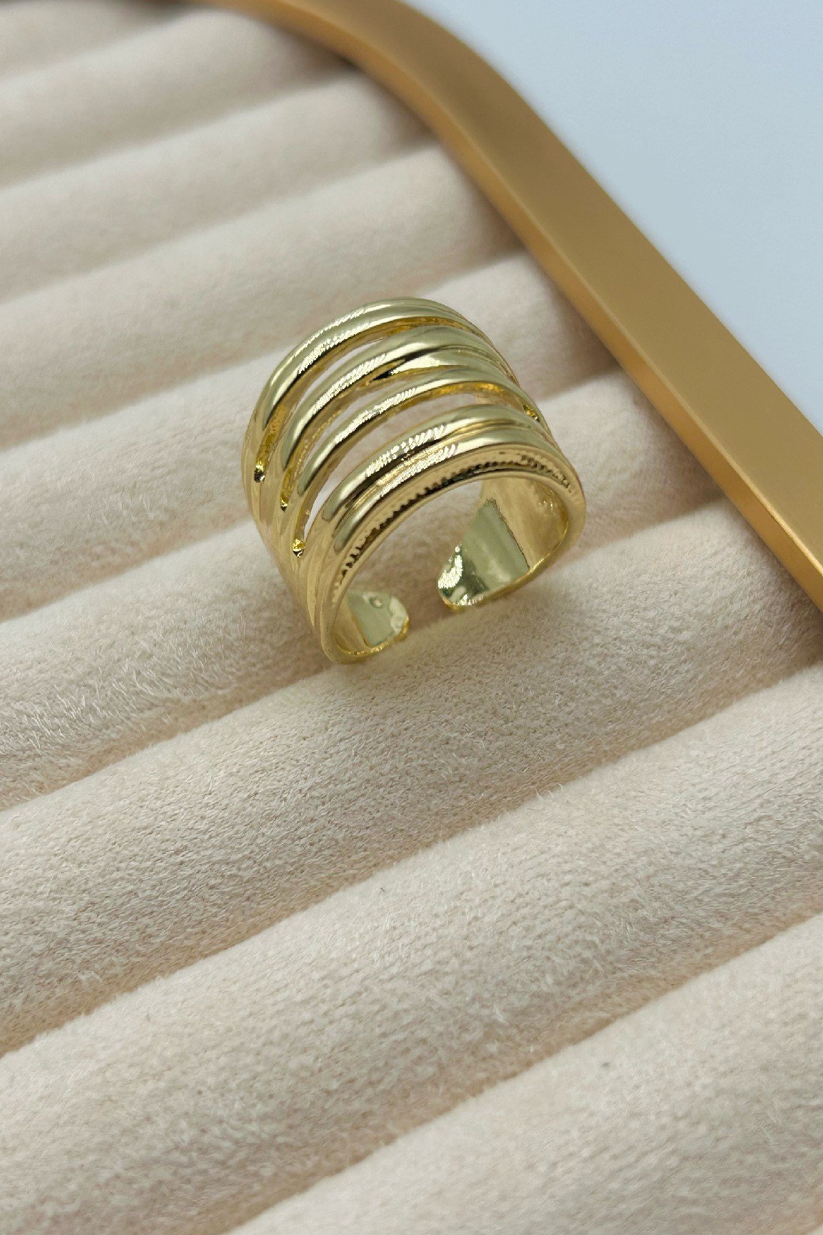 Modern Görünümlü Kadın Yüzük - Gold ve Gümüş Renk - Ayarlanabilir