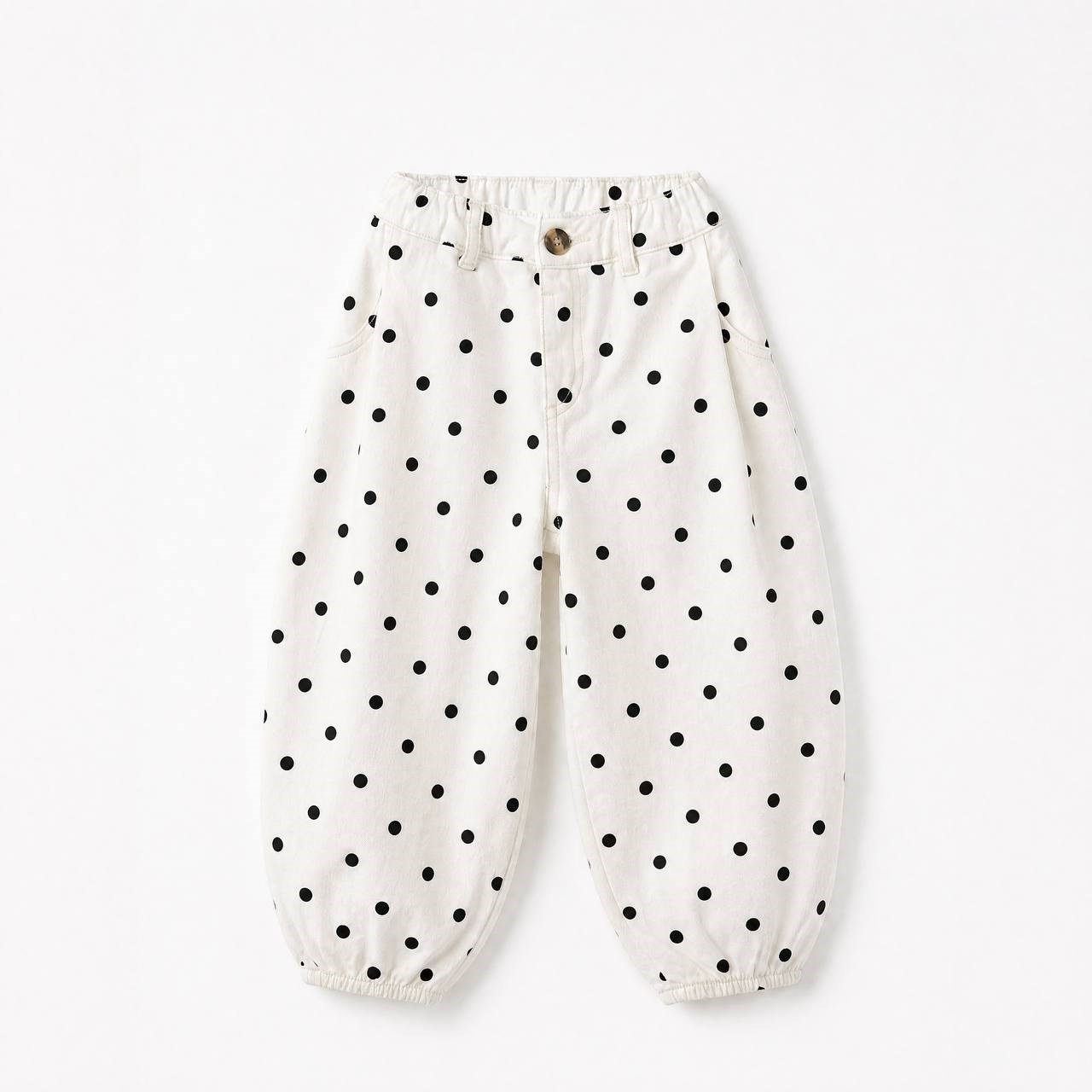 La'ciel Paris Beyaz Puantiyeli  Balloon Jeans 
