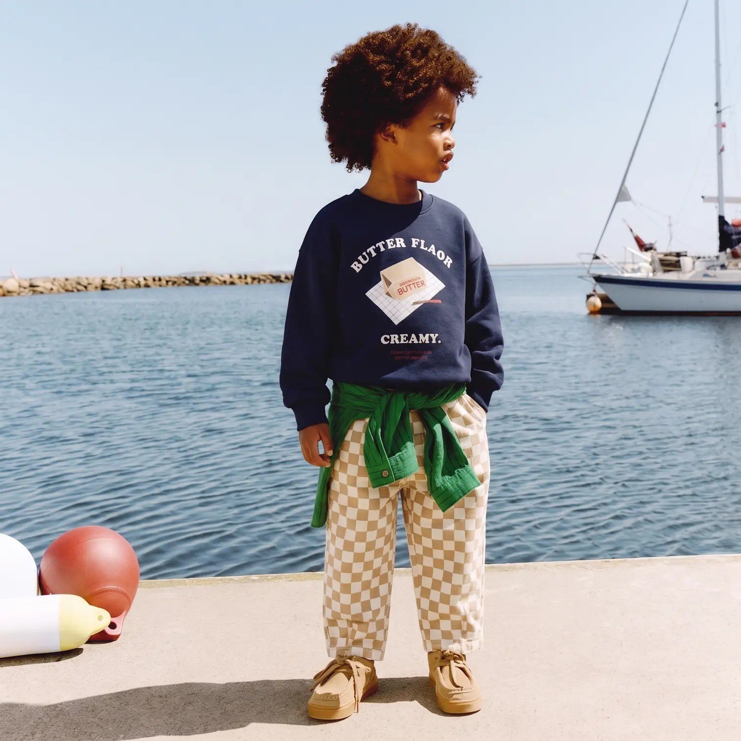 La'ciel Paris Damalı Ballon Jeans Sweatshirt Set