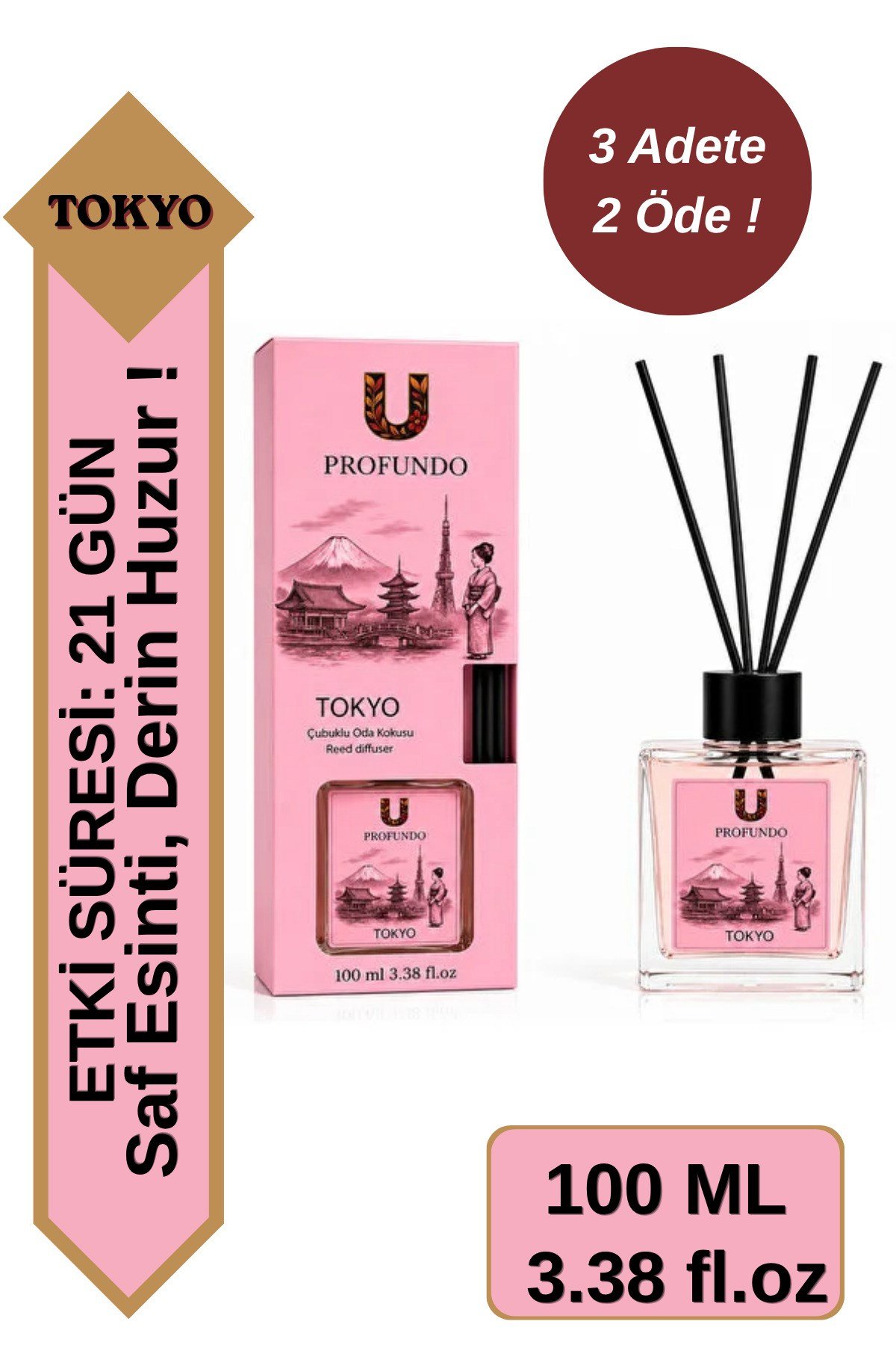 Sakura Kiraz Çiçeği Bambu Çubuklu Oda Kokusu 100 ml | Kiraz Çiçeği & Bahar Ferahlığı - Japon Esintisi