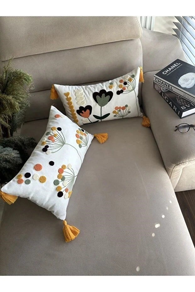 Punch Nakışlı 2 Adet Kırlent Kılıfı