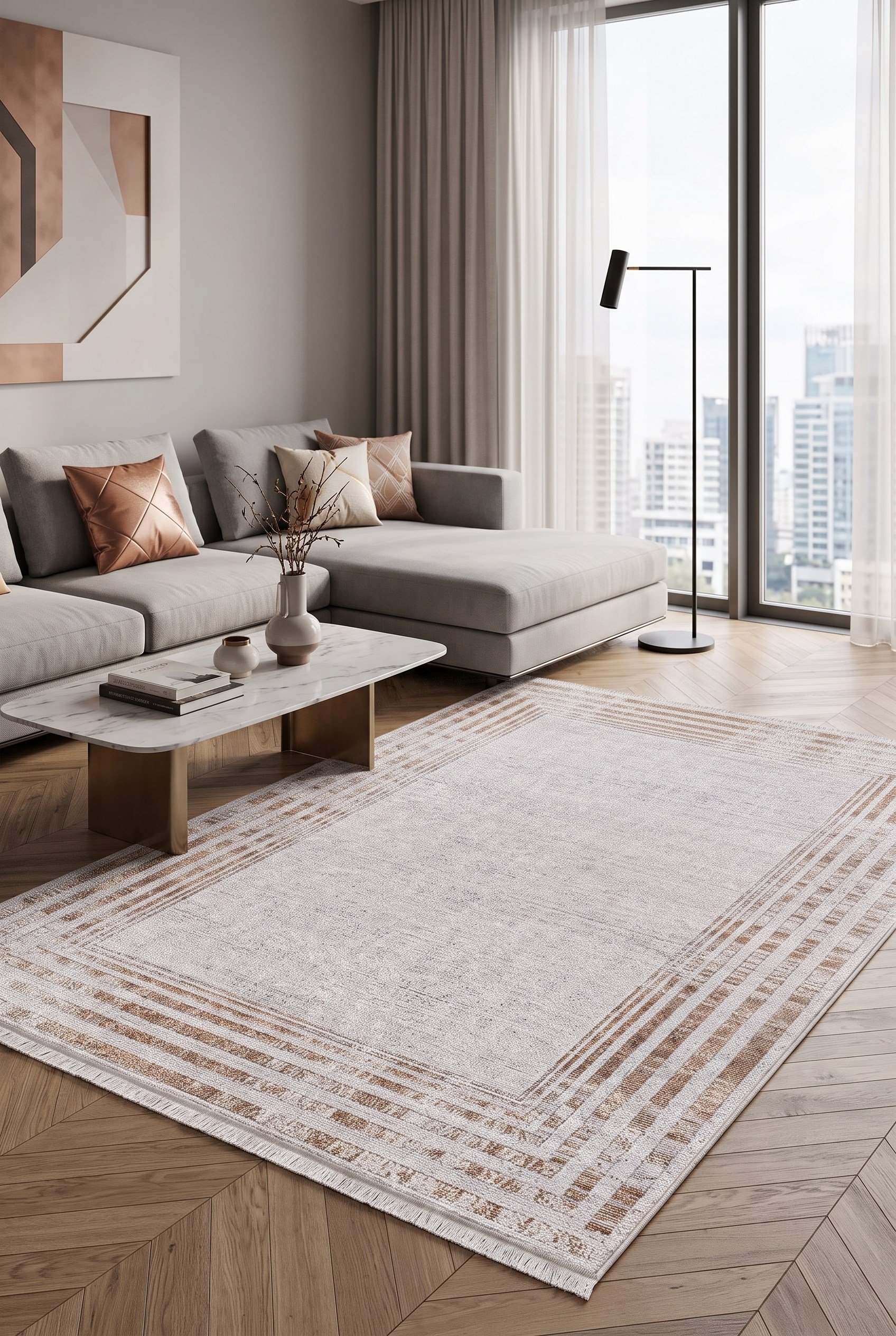 Etina %100 Akrilik Premium Ultra Yumuşak Dokulu Modern Salon ,Antre ve Oturma Odası Halısı 7605A