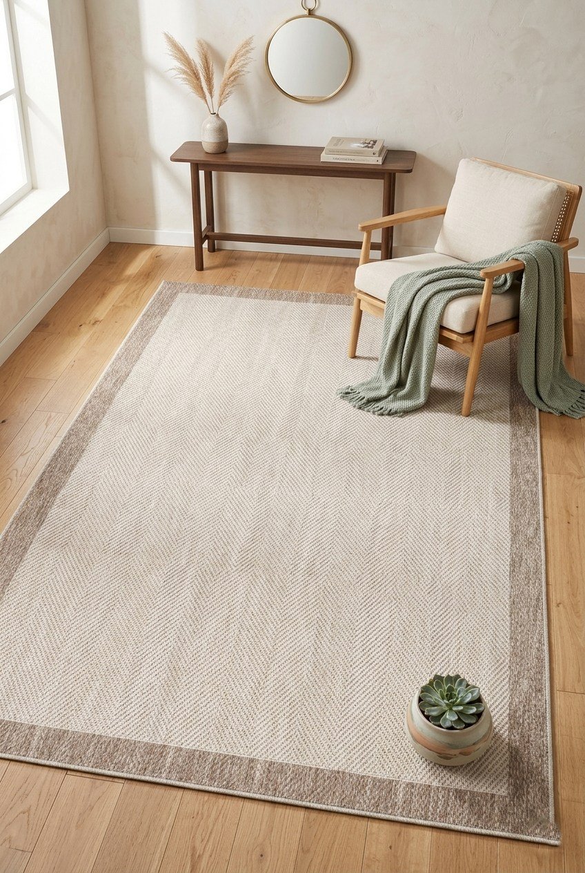Loom Yeni Nesil Çerçeveli Sisal Yumuşak Dokuma Mutfak Koridor Kilim Kaymaz Pamuk Taban Bordürlü Halı