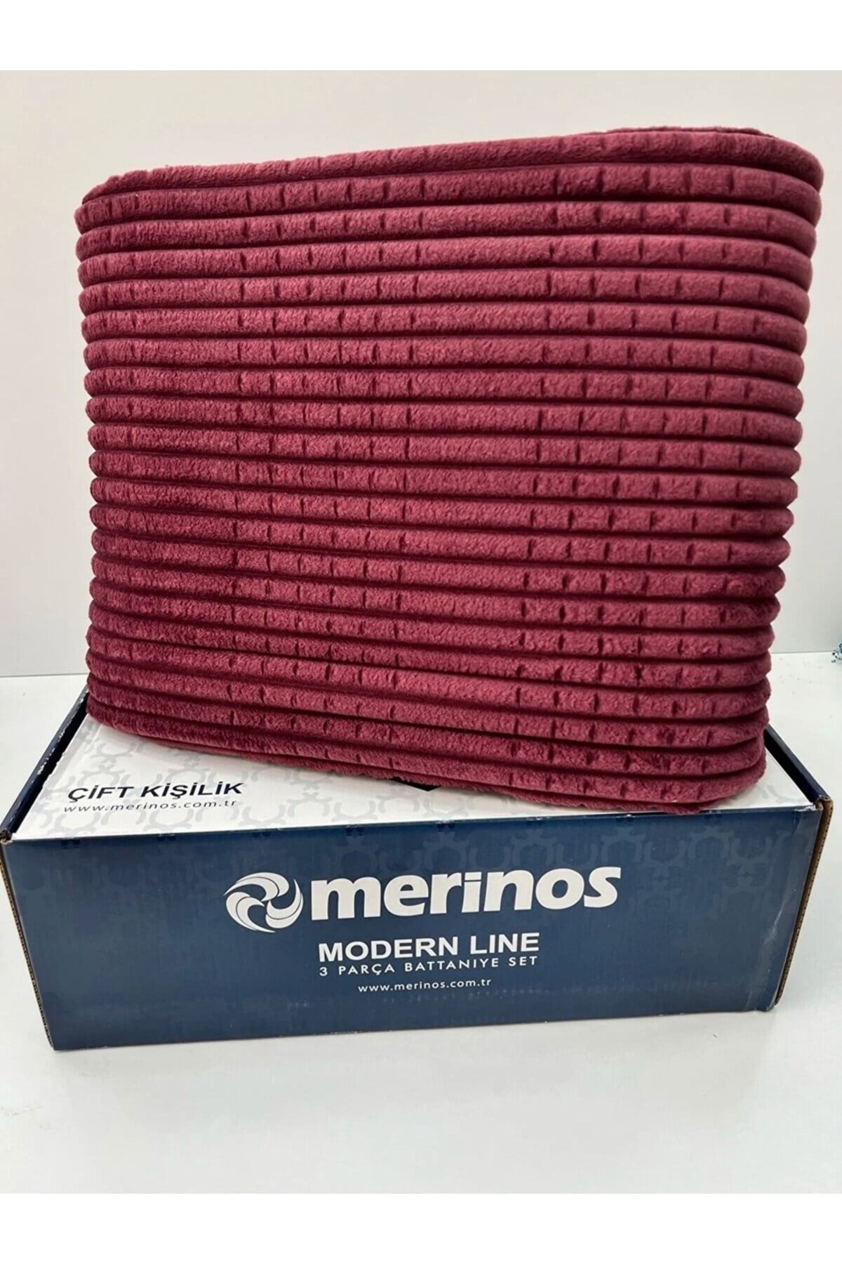 Modern 3 Parça Tek Battaniye Seti - Bordo