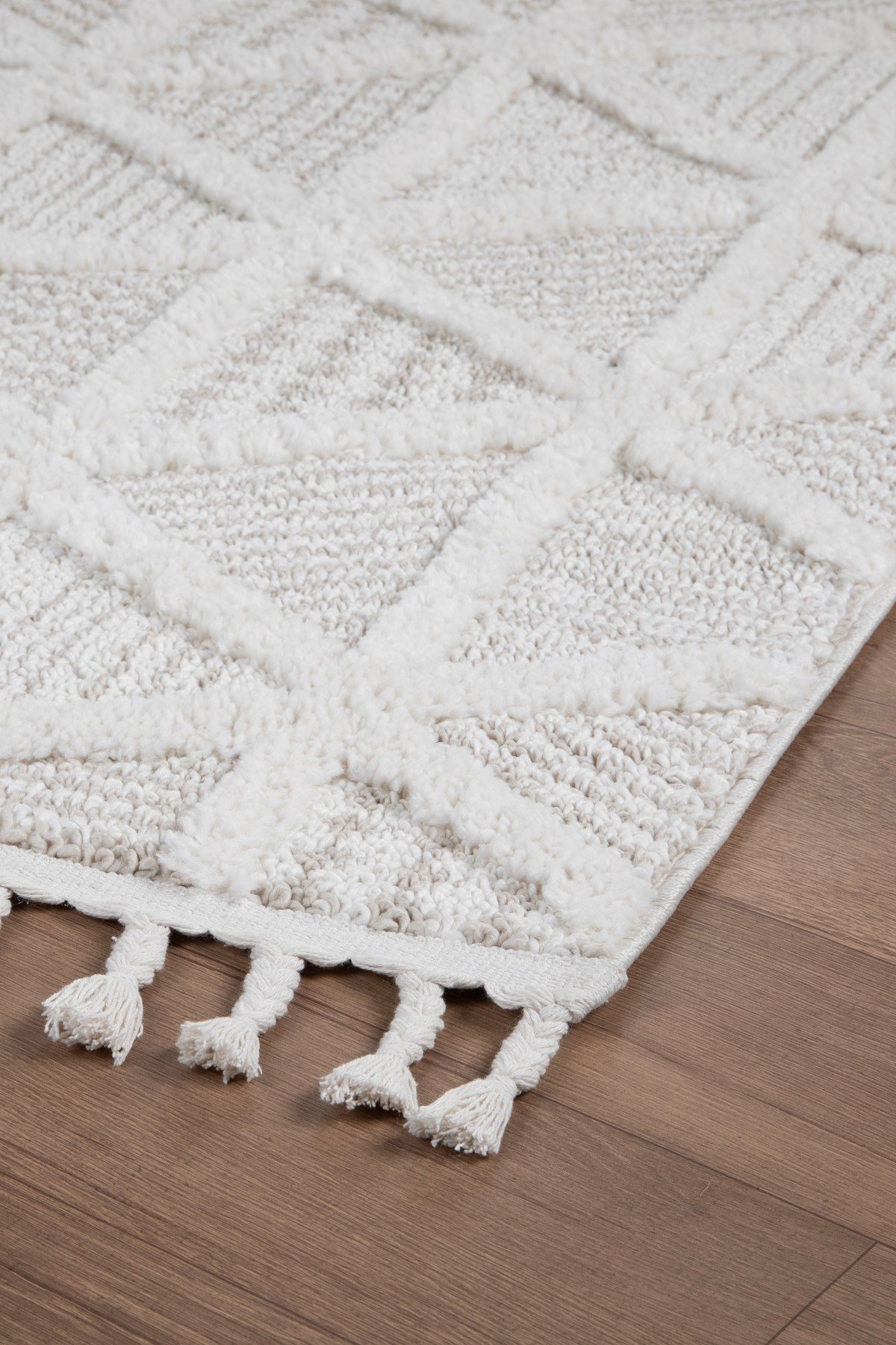 Norway Vl Bukleli Premium Yumuşak Peluş Post Iskandinav Oturma Odası Salon Halısı 68107a Krem-Vizon