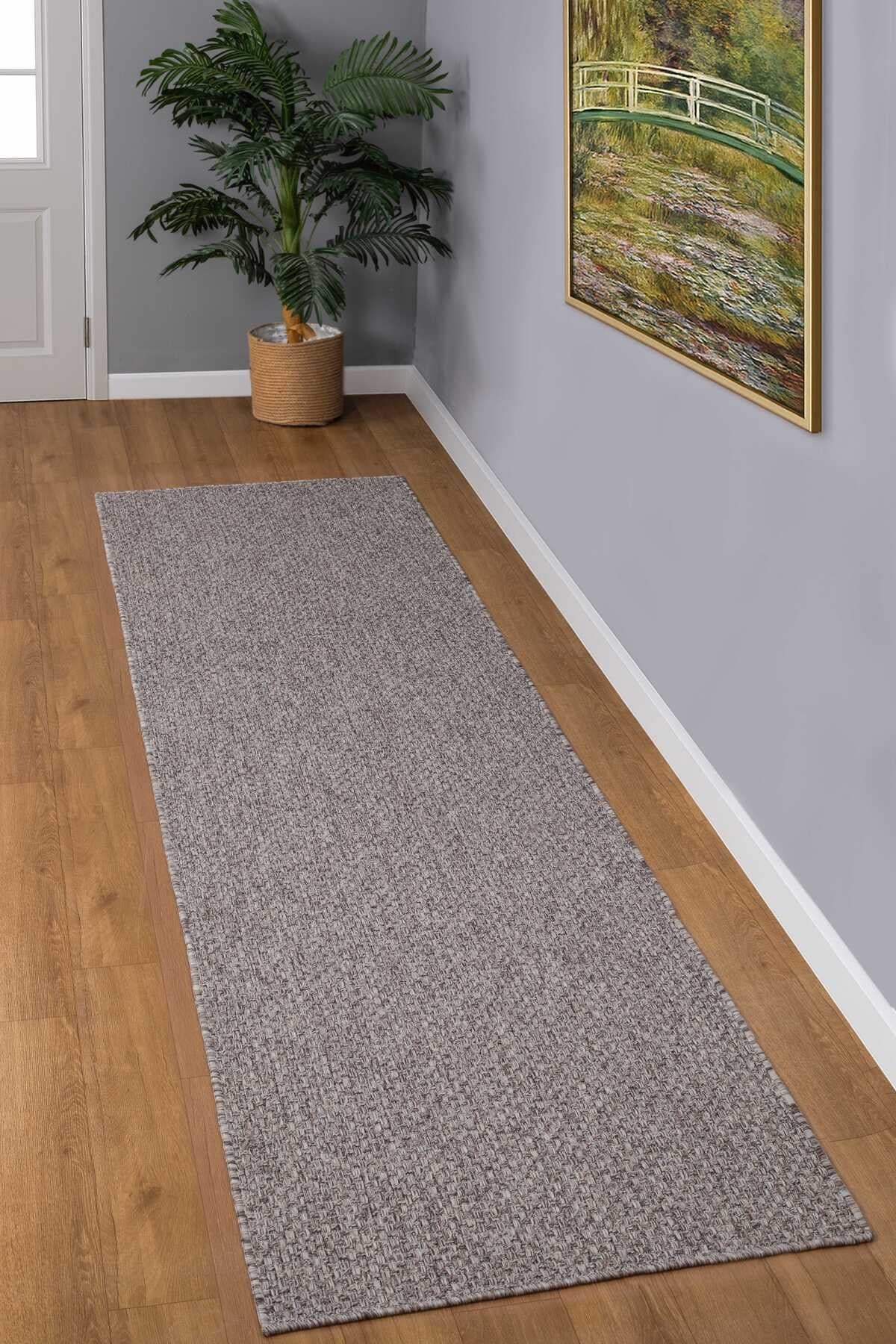 Premium Kalite Kaymaz Tabanlı Natura Doğal Yıkanabilir Yolluk Oturma Odası Balkon Koyu Bej-102