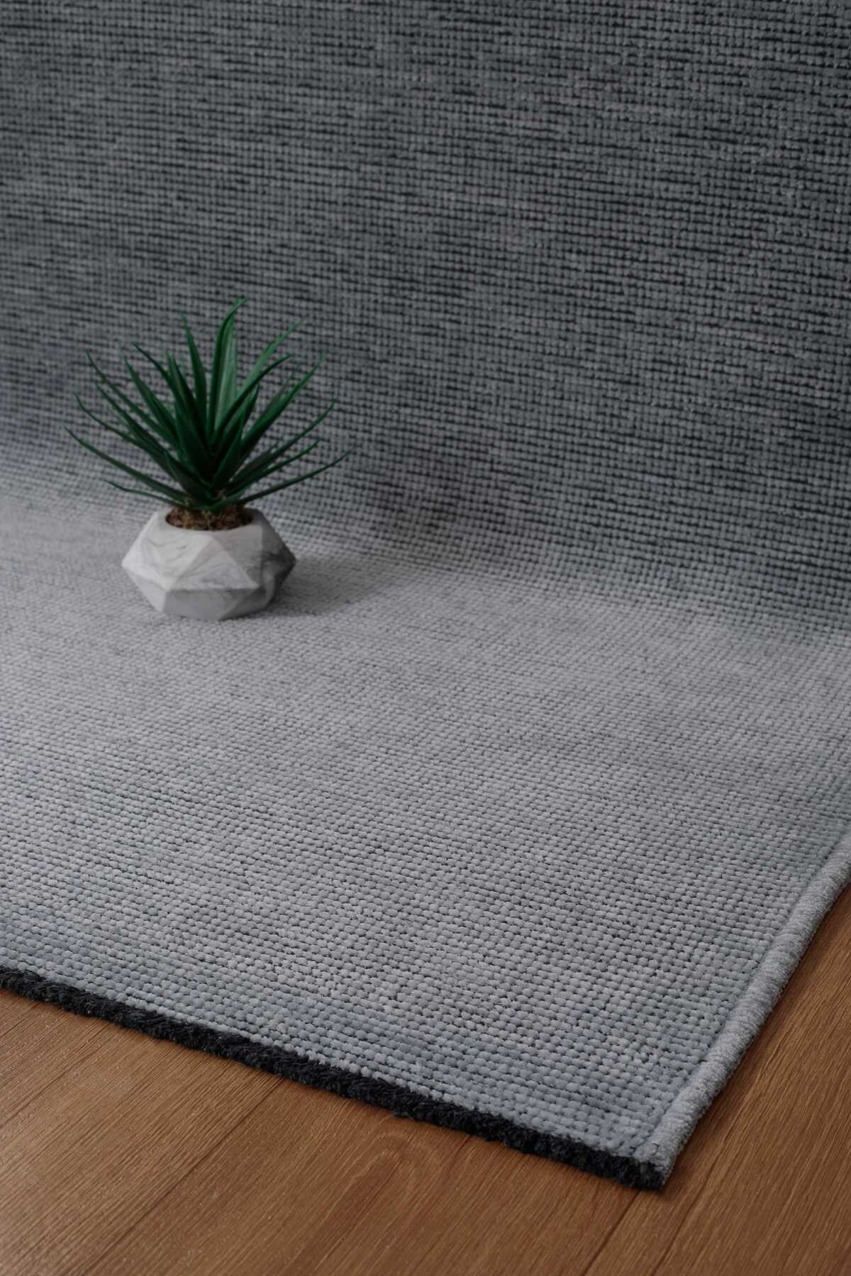 Premium Kalite Kaymaz Tabanlı Vera Doğal Yıkanabilir Kilim Oturma Odası Balkon Bahçe Mutfak Gri