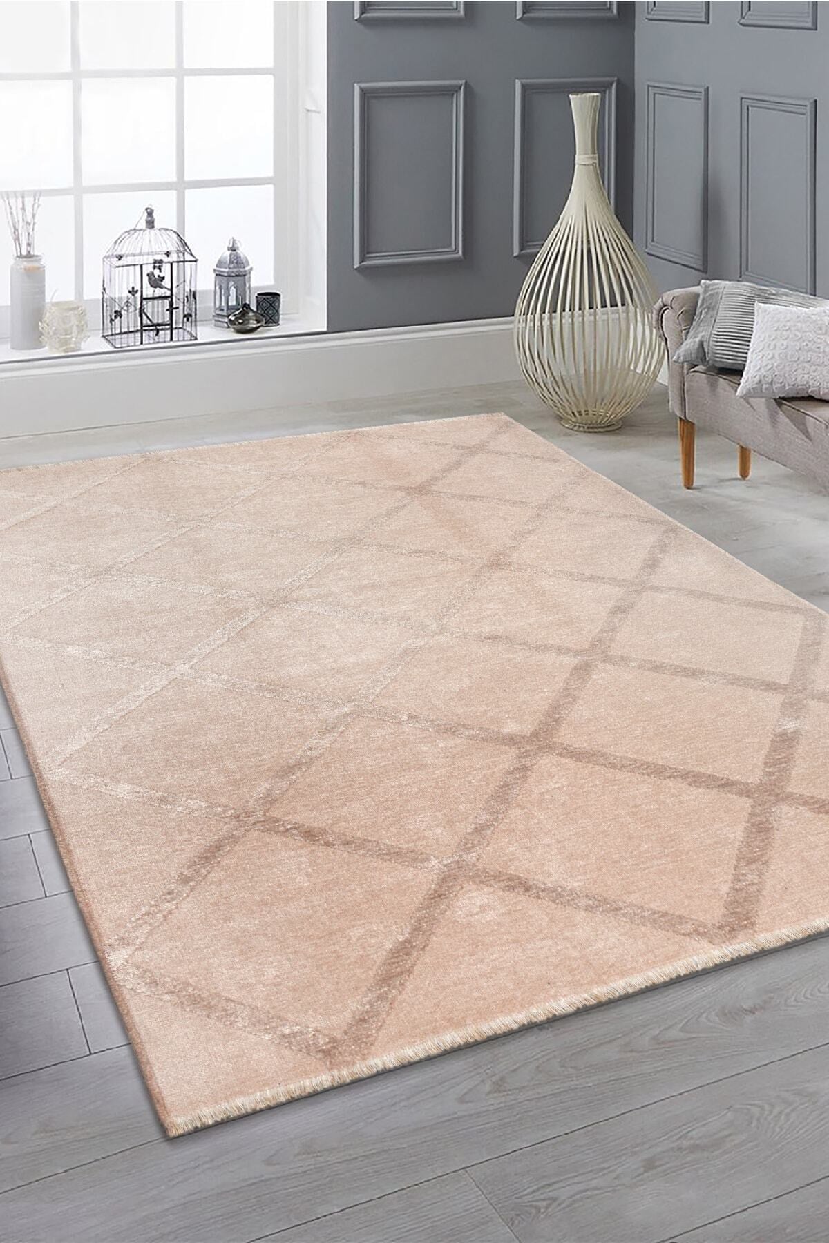 Rodney Vl Yıkanabilir Kaydırmaz Çift Taraf Pamuk Dokuma Bej Premium Kalite Kilim