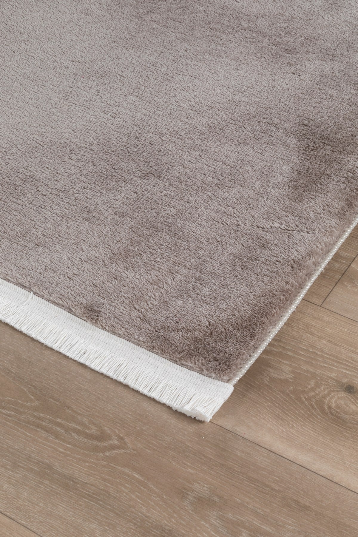 Vl Comfort Düz Saçaklı Peluş Yolluk Kahverengi