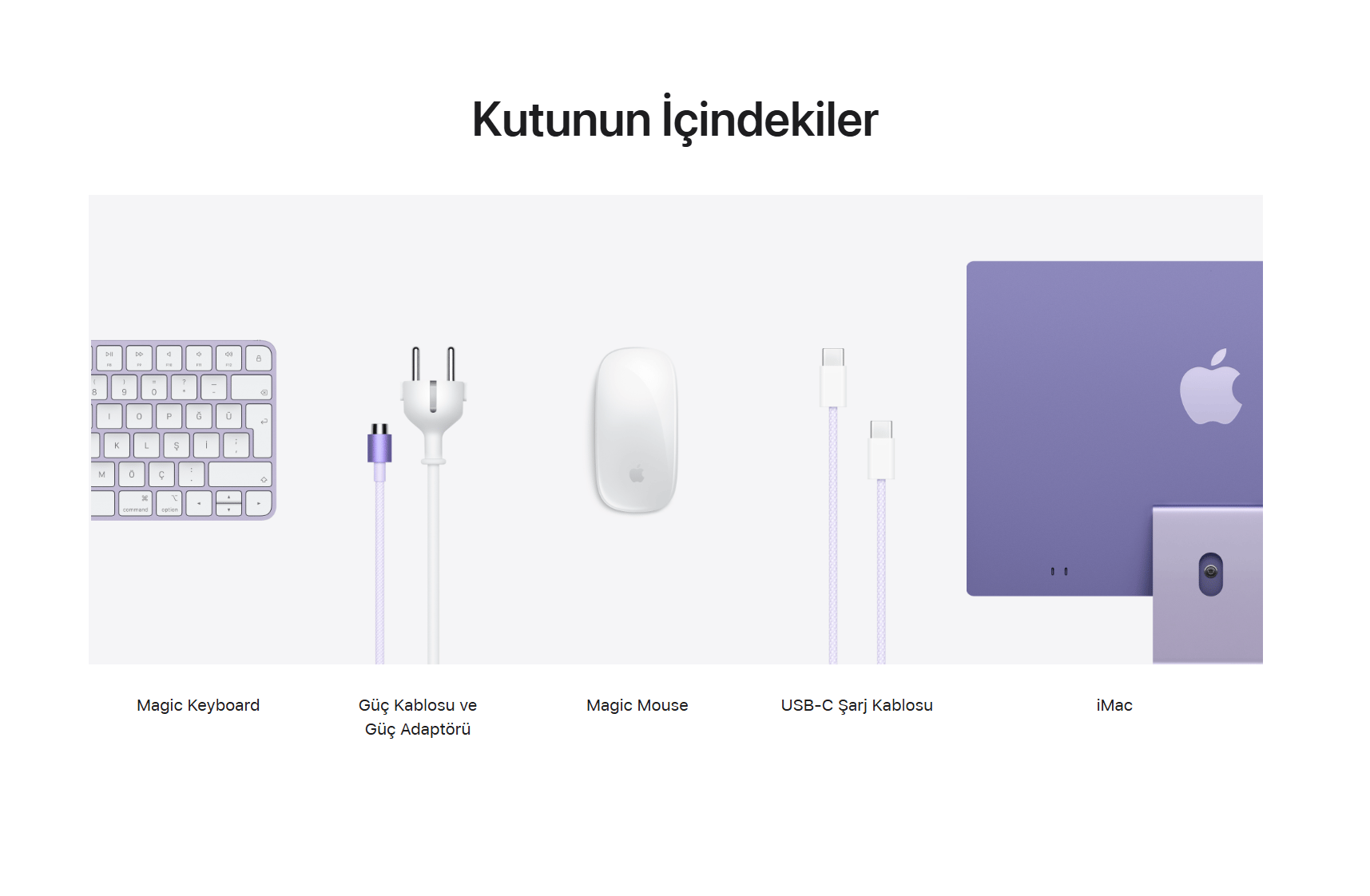 Apple 24 inç M4 çipli 8 çekirdekli CPU, 8 çekirdekli GPU, 16 çekirdekli Neural Engine iMac  - Mor