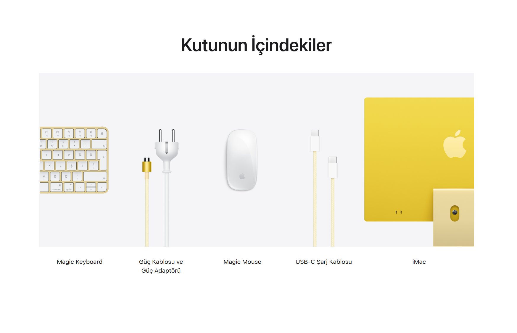 Apple 24 inç M4 çipli 8 çekirdekli CPU, 8 çekirdekli GPU, 16 çekirdekli Neural Engine iMac  - Sarı
