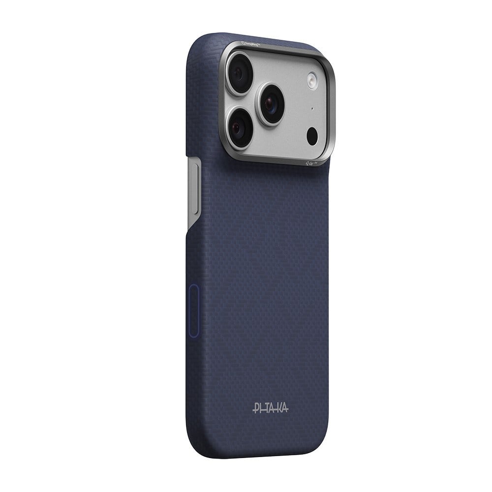 Apple iPhone 18 Pro Max Kılıf M-safe Şarj Özellikli Aramid Karbon Fiber Pitaka Argyle Serisi Kapak Mor