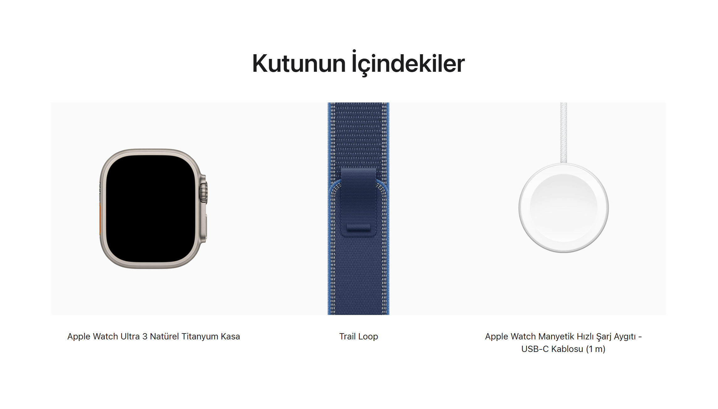 Apple Watch Ultra 3 GPS + Cellular, 49 mm Natürel Titanyum Kasa ve Mavi/Parlak Mavi Trail Loop