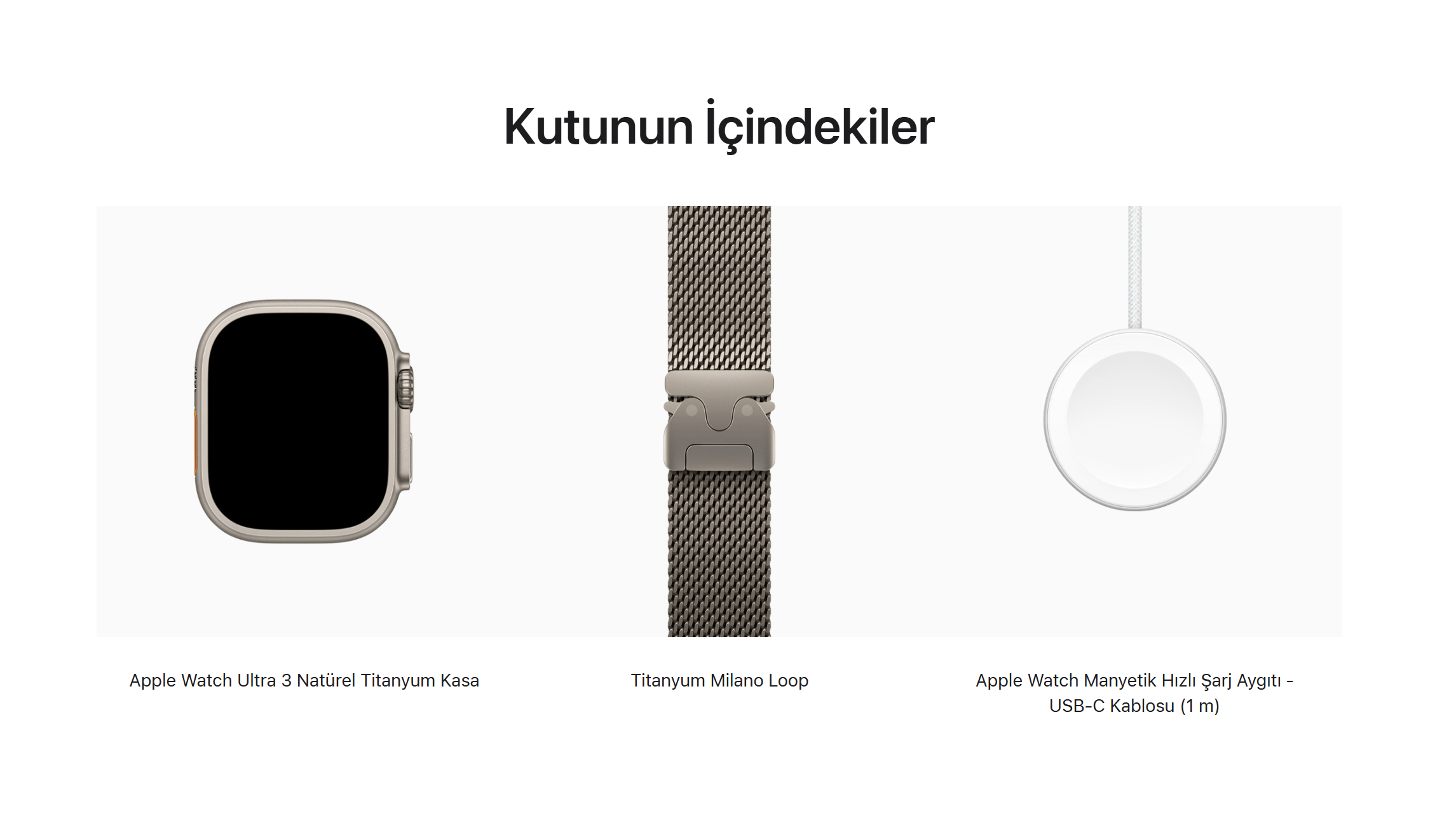 Apple Watch Ultra 3 GPS + Cellular, 49 mm Natürel Titanyum Kasa ve Natürel Titanyum Milano Loop