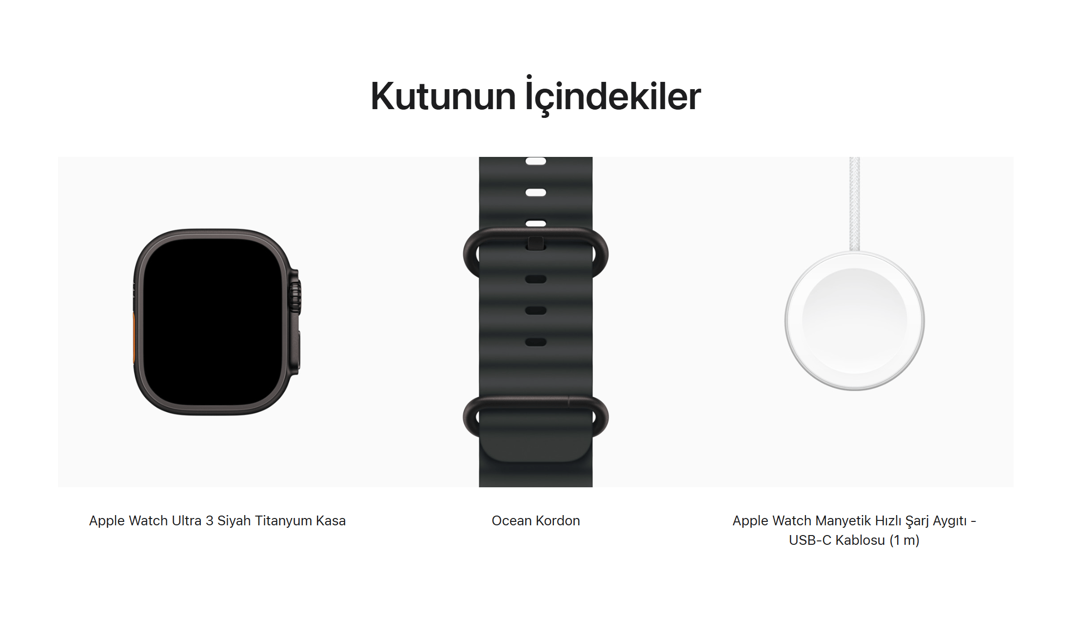 Apple Watch Ultra 3 GPS + Cellular, 49 mm Siyah Titanyum Kasa ve Siyah Ocean Kordon