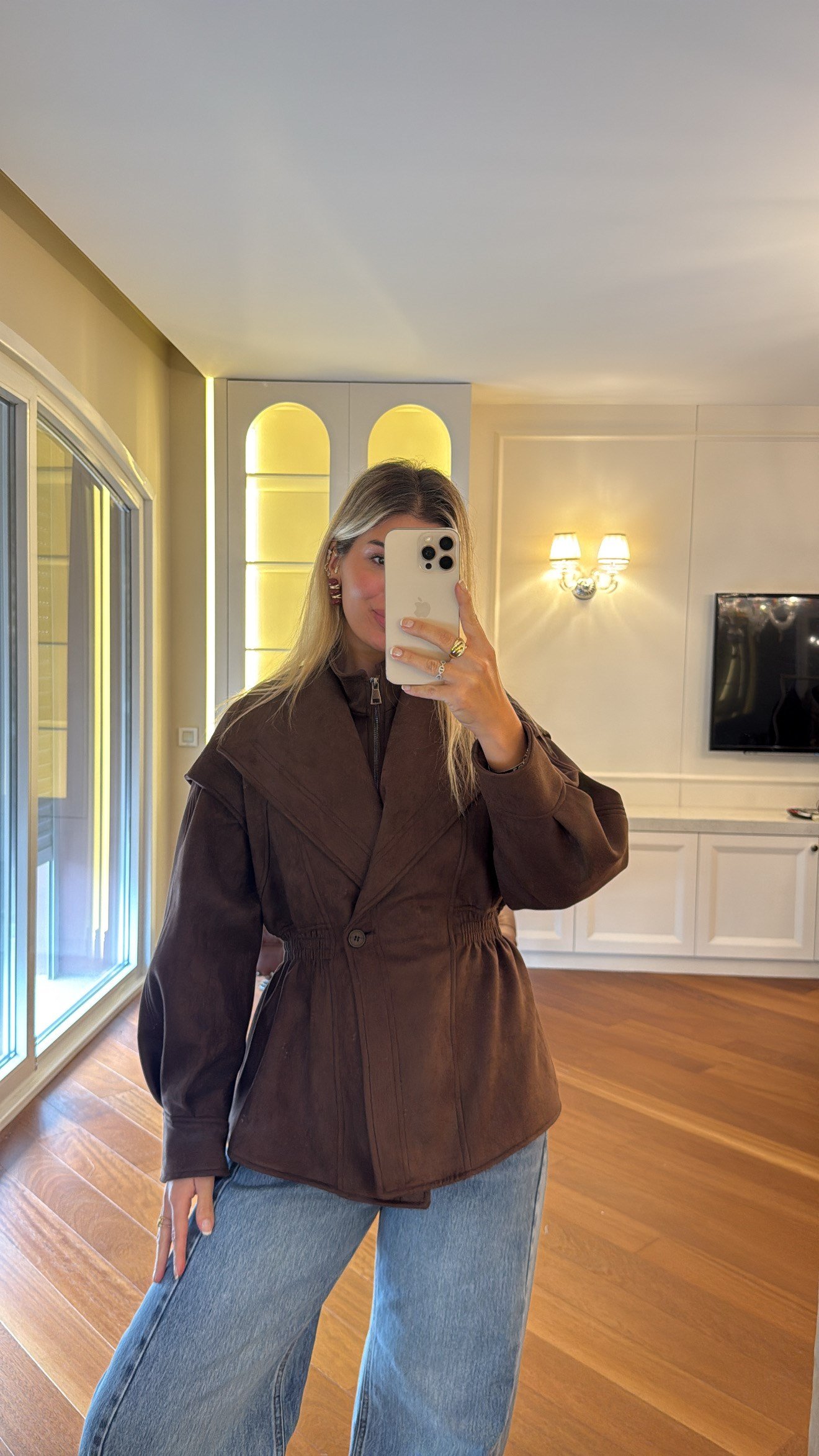 Premium Acı Kahve Süet Ceket