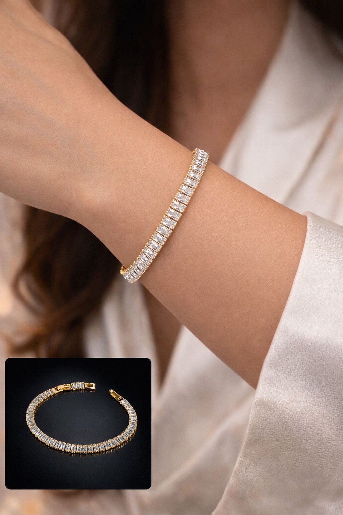 5mm | Baget Taş Su Yolu Bileklik 16+2cm