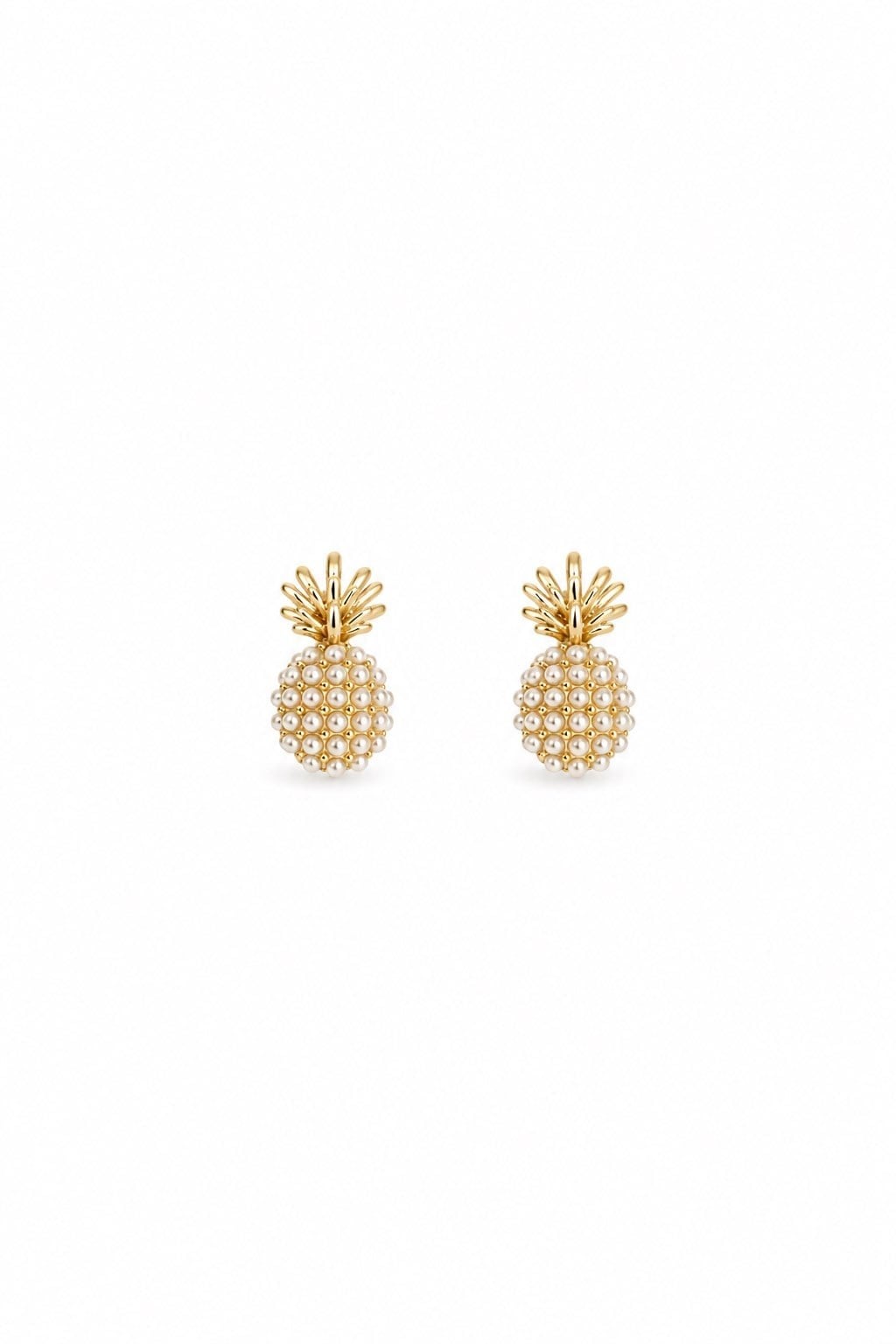 Kadın Küpe 14k Gold Renk İncili Ananas Premium Minimal Kararmaz Küpe