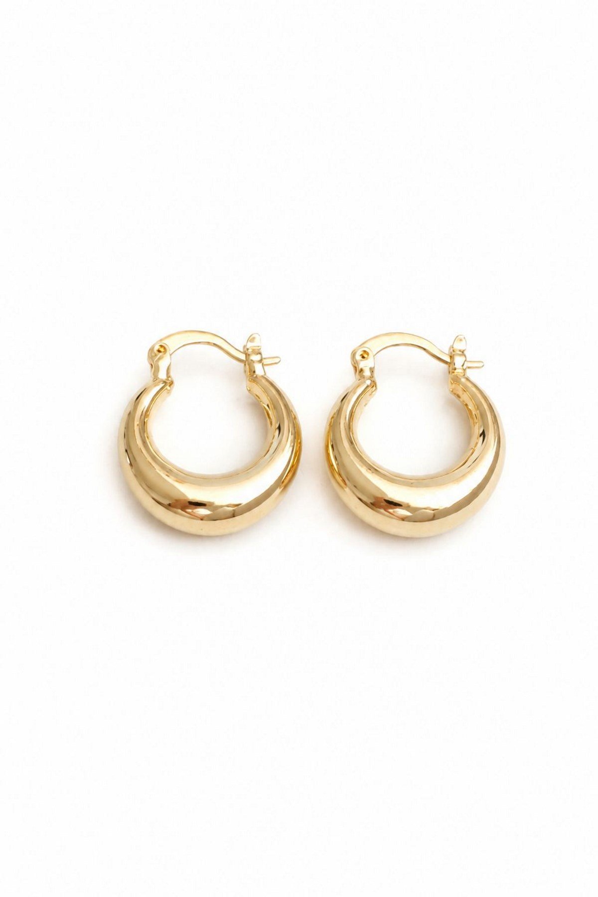 Kadın Küpe Kararmaz 14k Renk Vip Seri Yarım Bagel Model 2cm Küpe