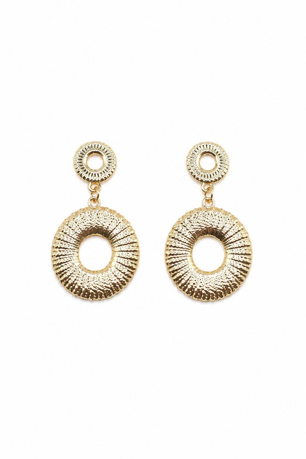 Kadın Küpe Vintage İşleme Sallantı İki Yuvarlak 4cm Küpe