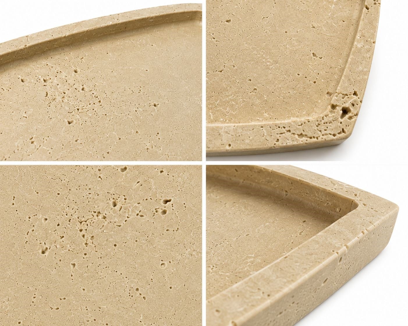 Doğal Traverten Mermer Tepsi - Oval Tepsi 