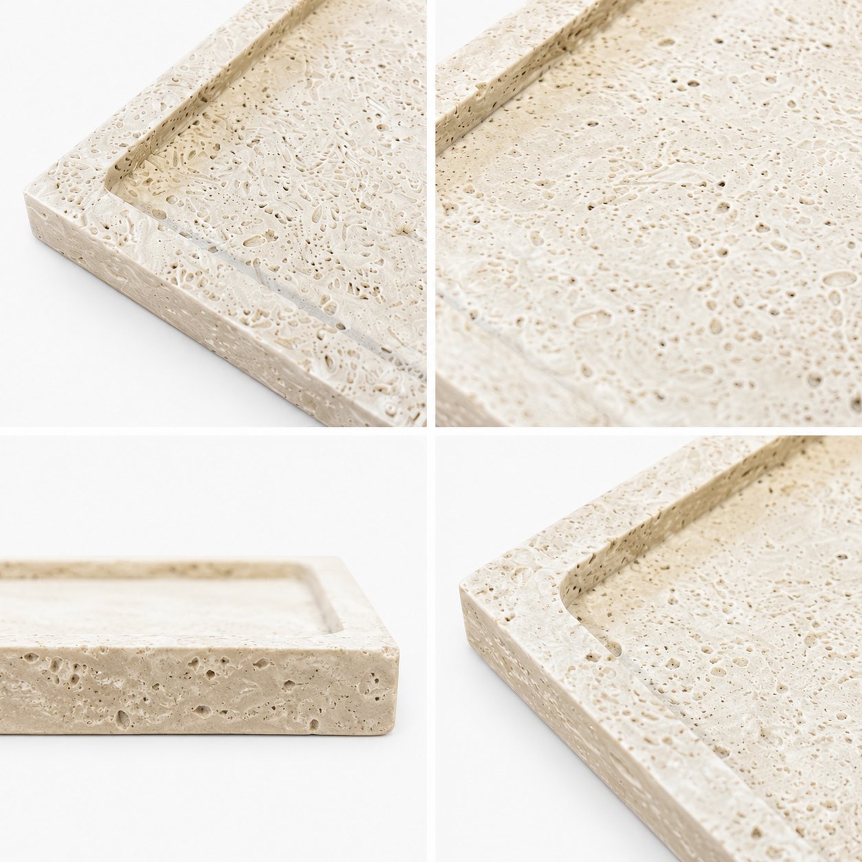 IVORY LIGHT Traverten Flüt Detay Tepsi – 15x30 cm