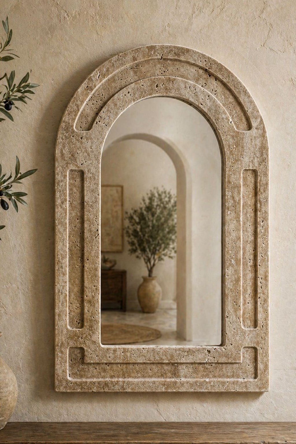 Traverten Oval Ayna  