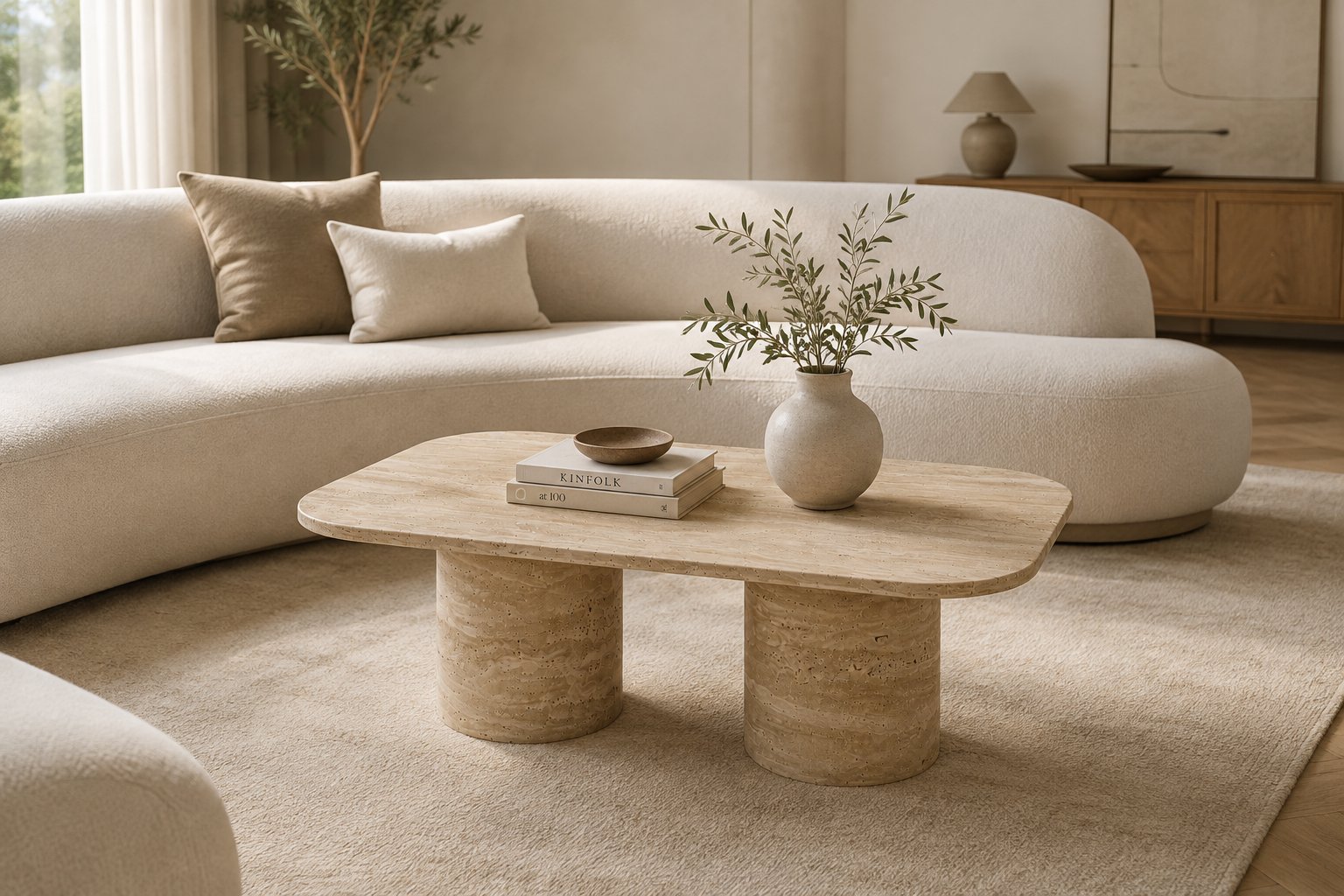 Travertine Aura Orta Sehpa