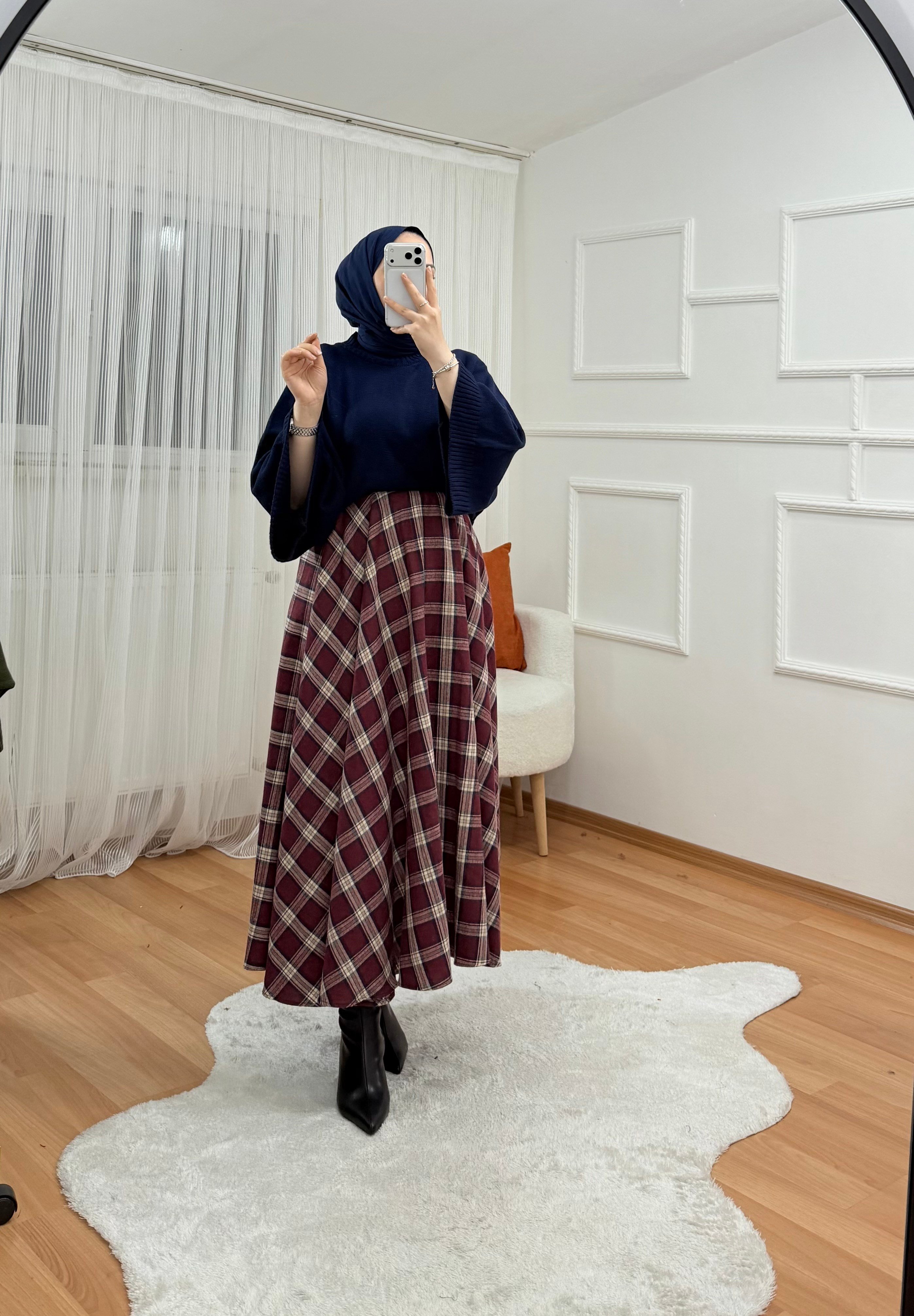 Ekose Etek Bordo 1067 