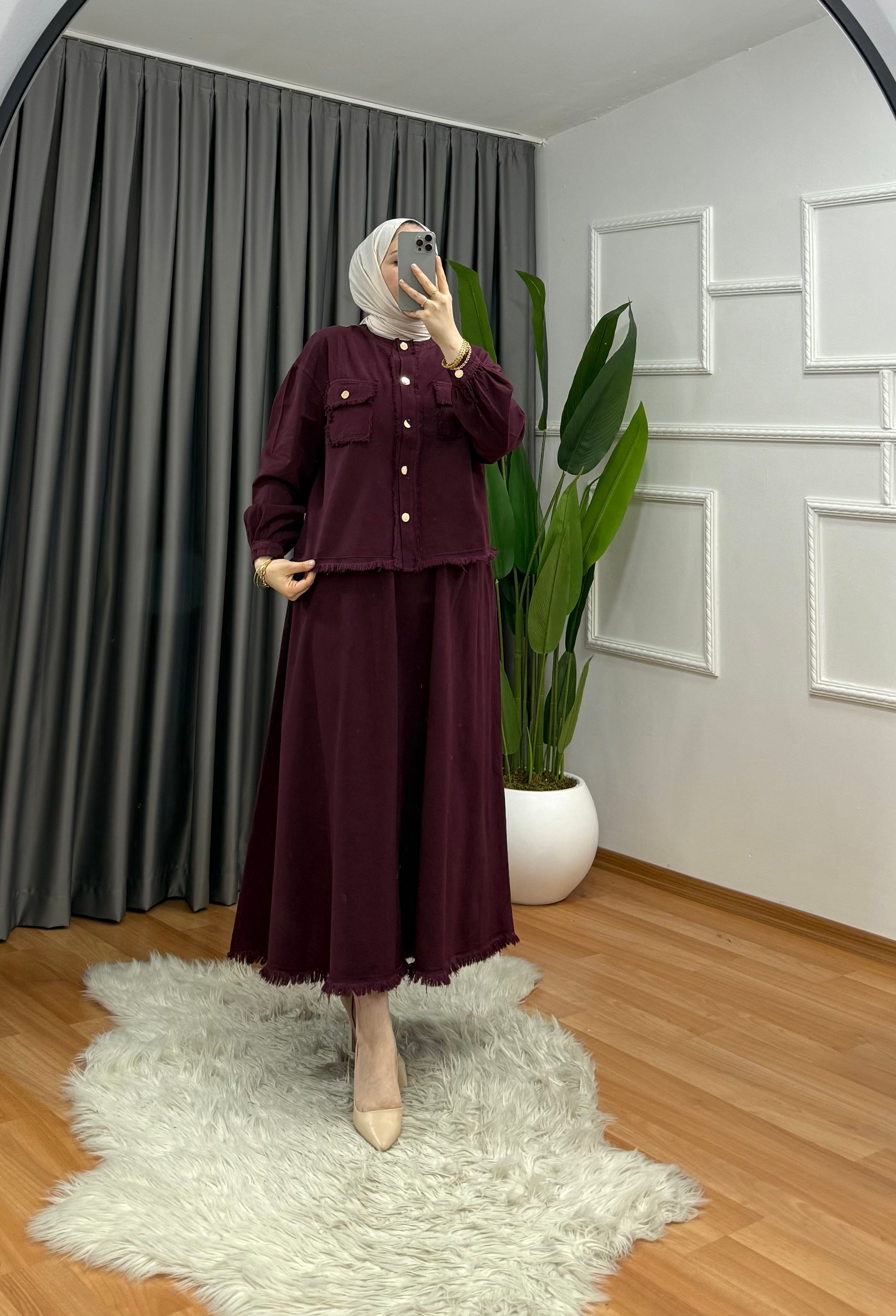 Kot Etekli Takım Bordo 8888 